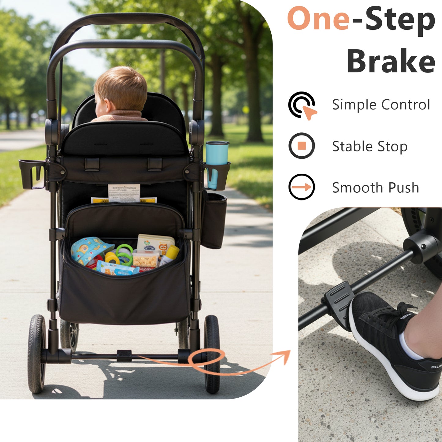 AILEEKISS Stroller Wagon for 2 Toddlers with Canopy, All-Terrain Baby Wagon Stroller, 55 Pounds, Black