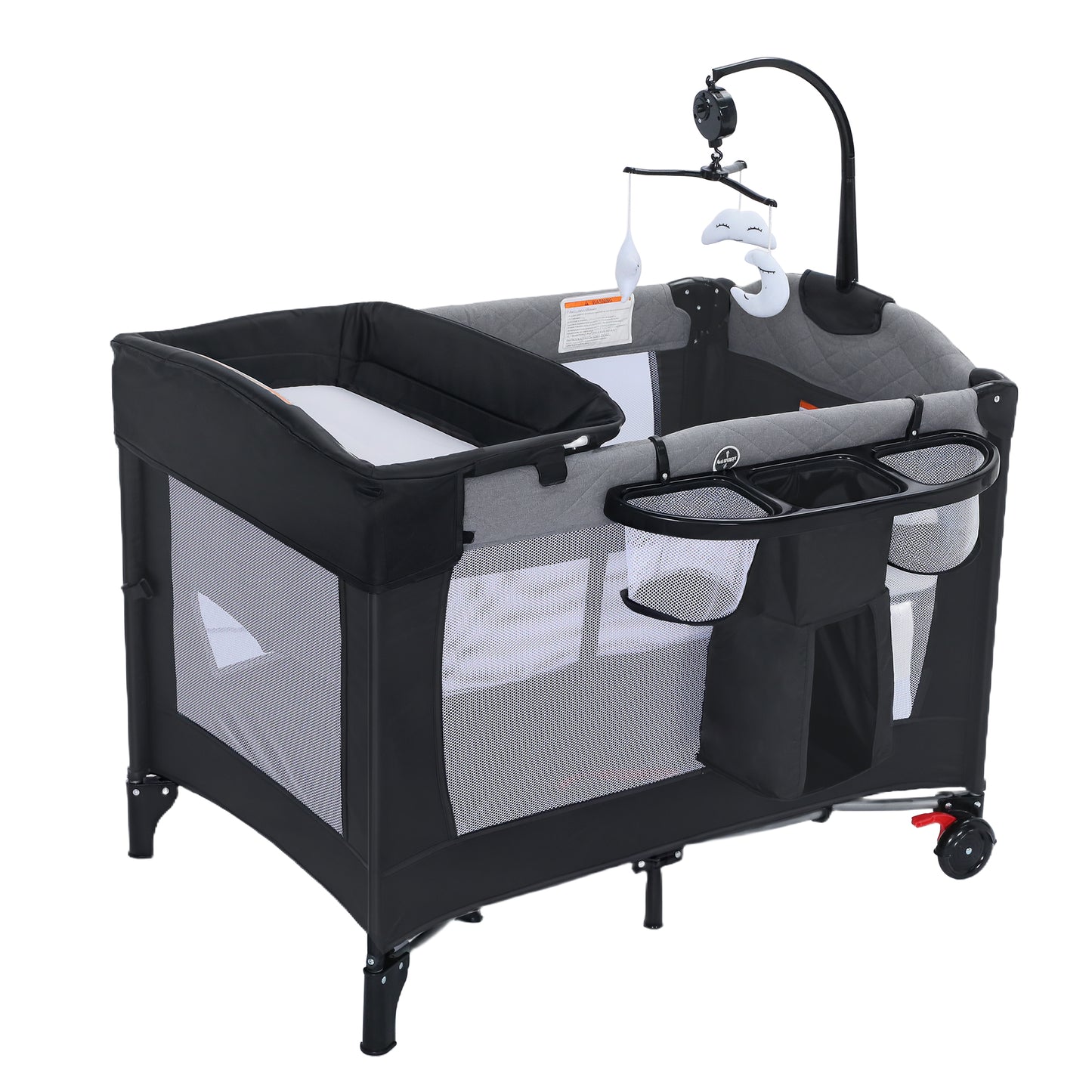 AILEEKISS 4-in-1 Portable Baby Play Yard with Changing Table for Newborn, Grey