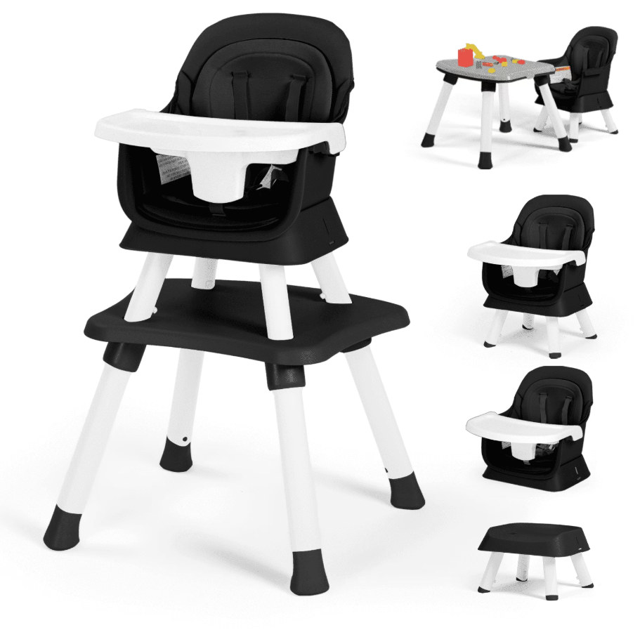 LINLUX 8 in 1 Convertible High Chair for Babies, Feeding Booster Seat for Toddlers, Black