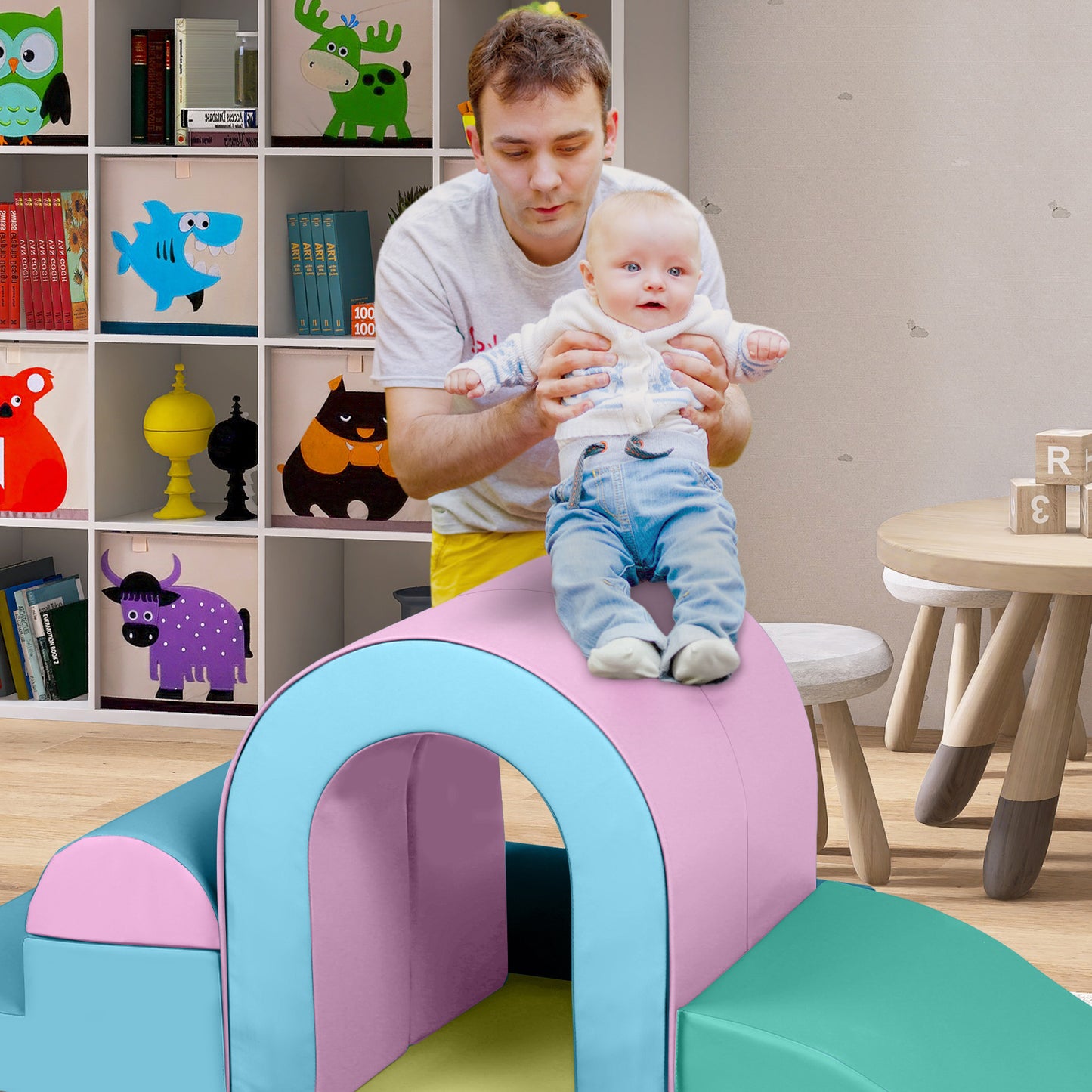 AILEEKISS Toddler Foam Climb Blocks, 10Pcs Indoor Baby Playground Climber Toy for Children, Macaroon