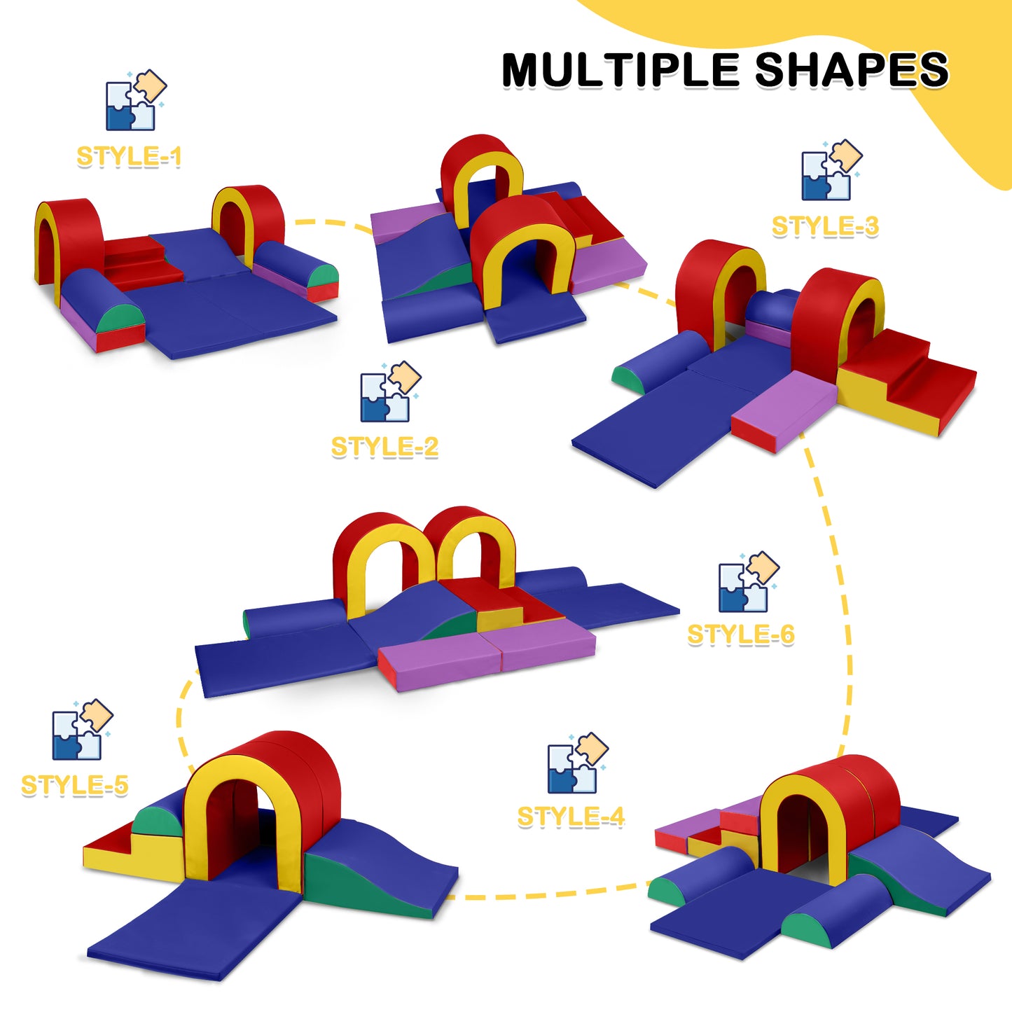 AILEEKISS Toddler Foam Climb Blocks, 10Pcs Indoor Baby Playground Climbers Toy for Children, Blue