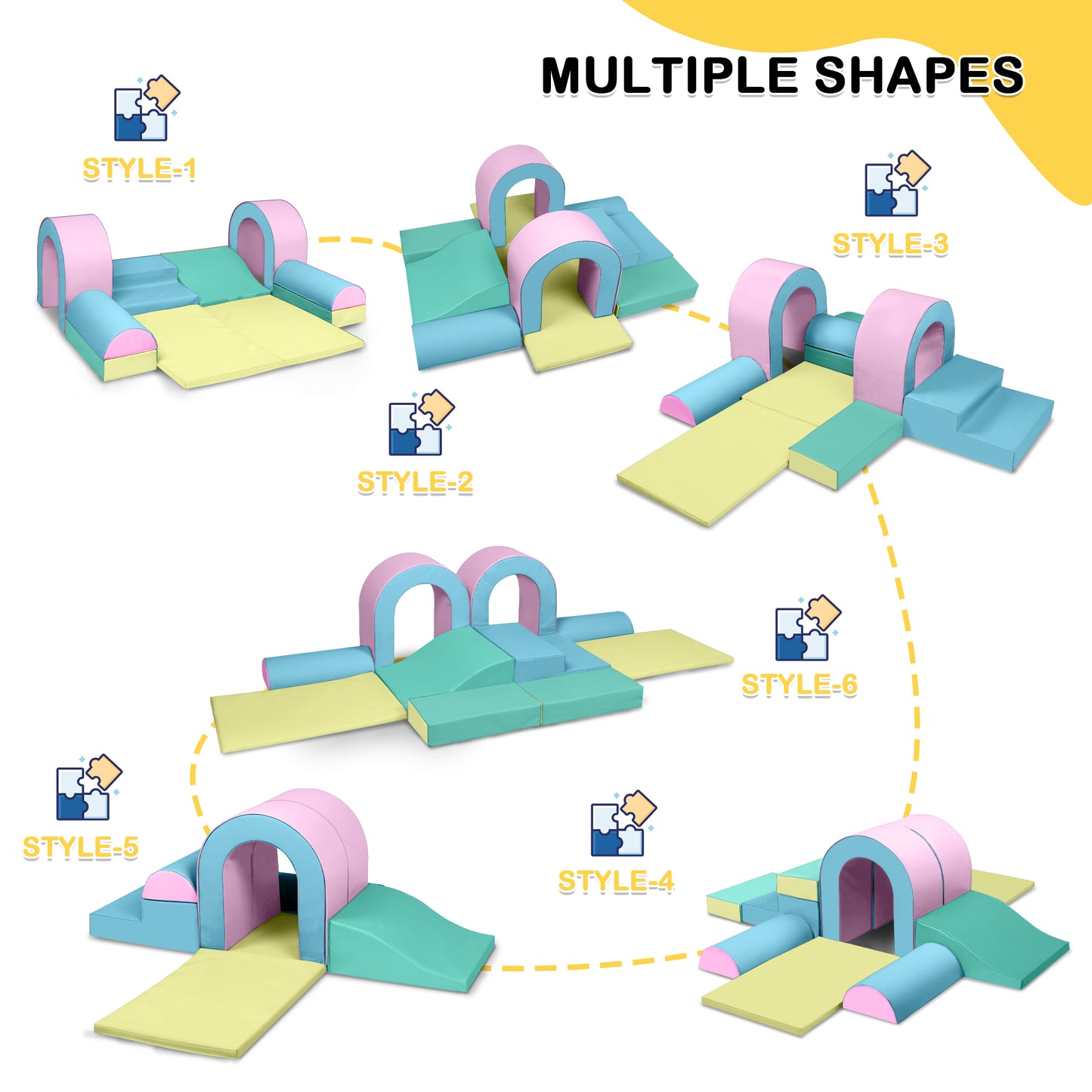 AILEEKISS Toddler Foam Climb Blocks, 10Pcs Indoor Baby Playground Climber Toy for Children, Macaroon