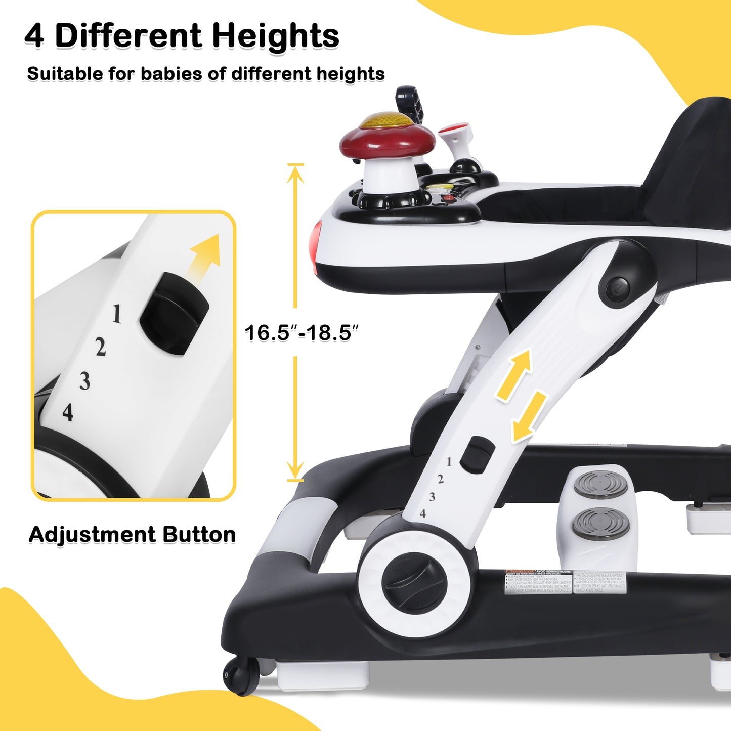 AILEEKISS Baby Walker Activity Center, 5 in 1 Toddler Push Walker Bouncer Combo for Boys Girls, Black