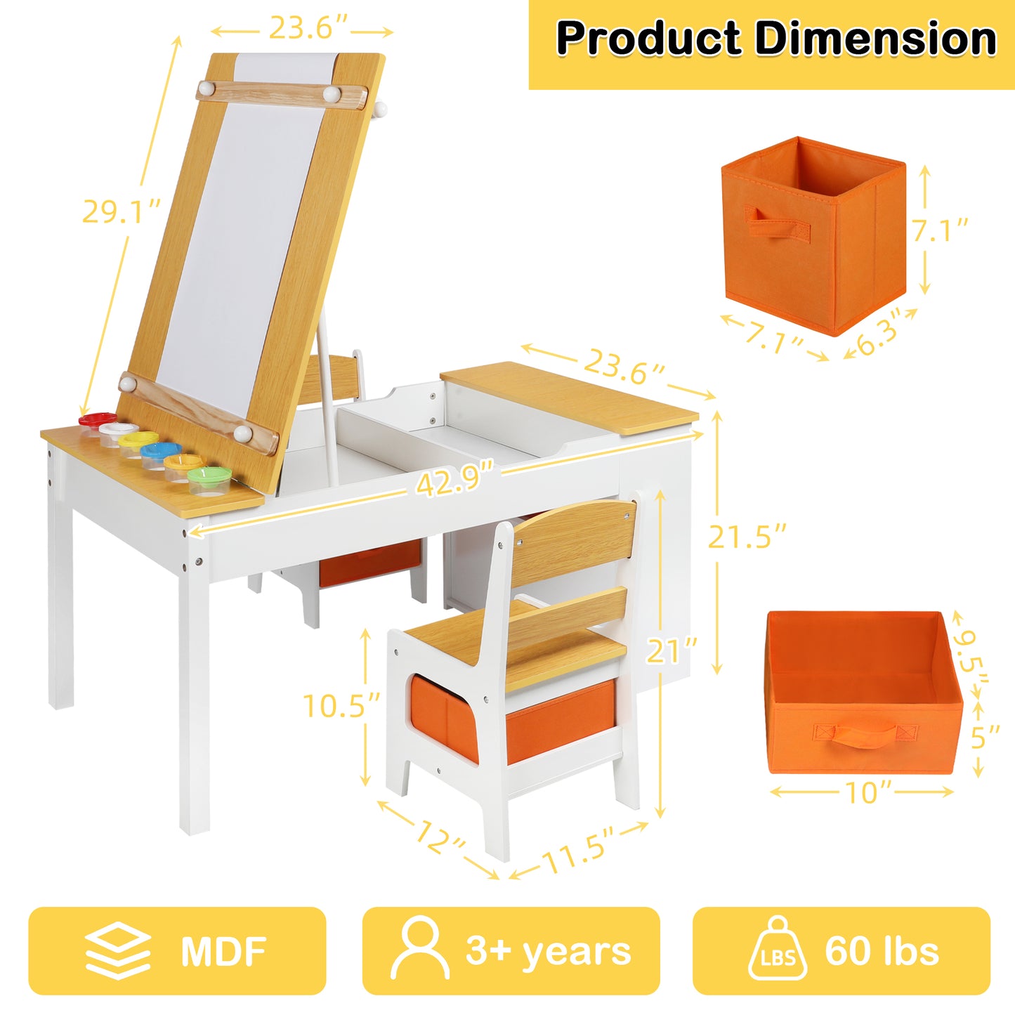 2 in 1 Kids Art Table and Chair Set, Toddler Art Easel & Craft Activity Desk w/ Paper Roll, Natural