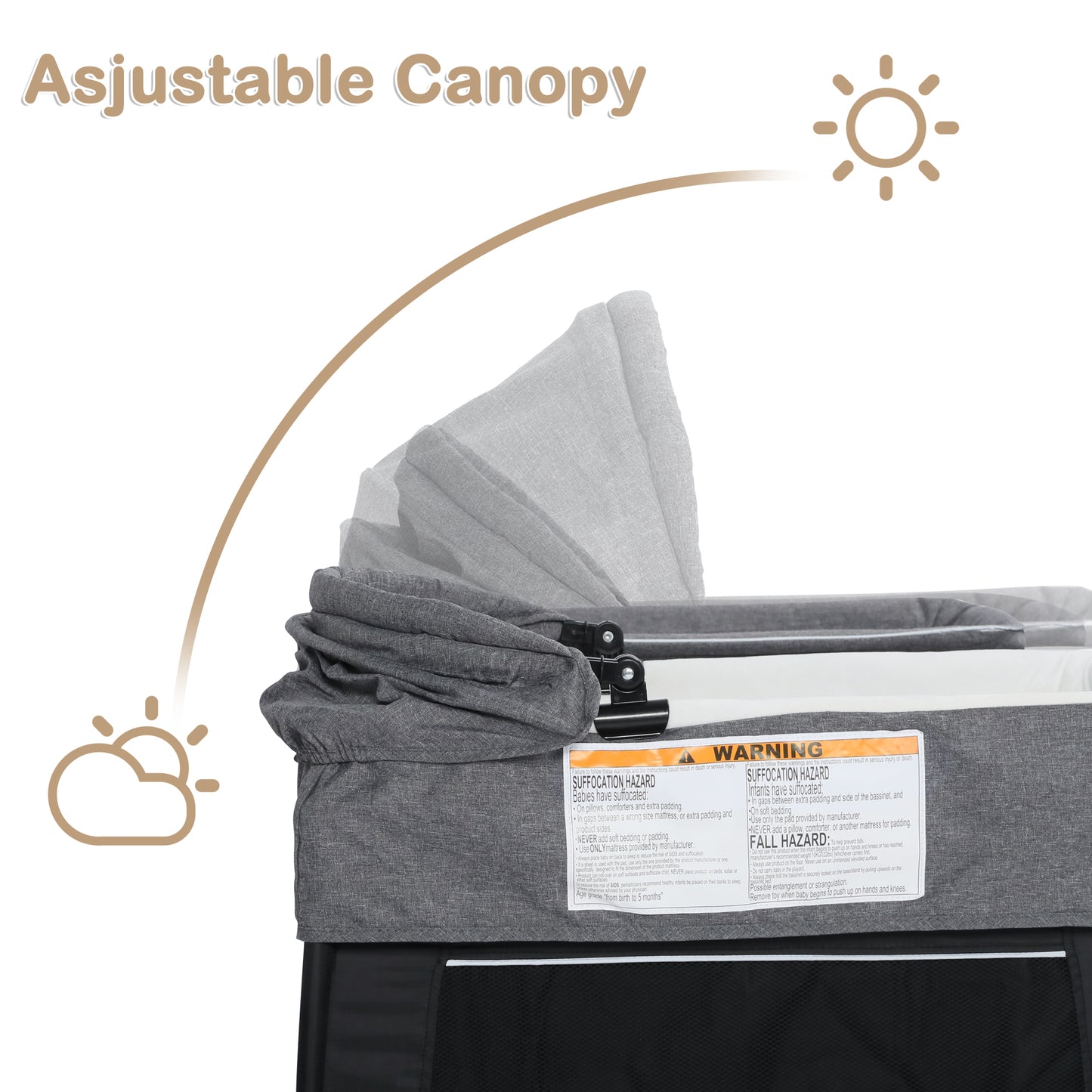 AILEEKISS 3-in-1 Nursery Center, Foldable Baby Playard with Changing Table for Newborn, Black