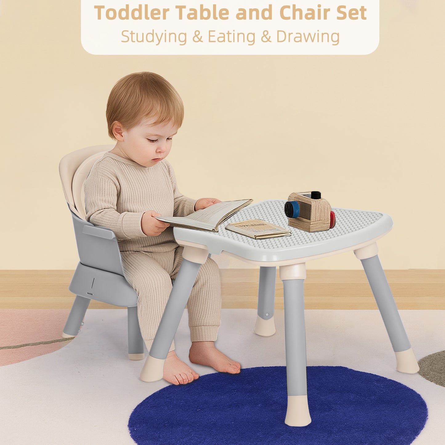 AILEEKISS 8 in 1 Baby High Chair, Toddler Dining Booster Seat for Eating, Khaki