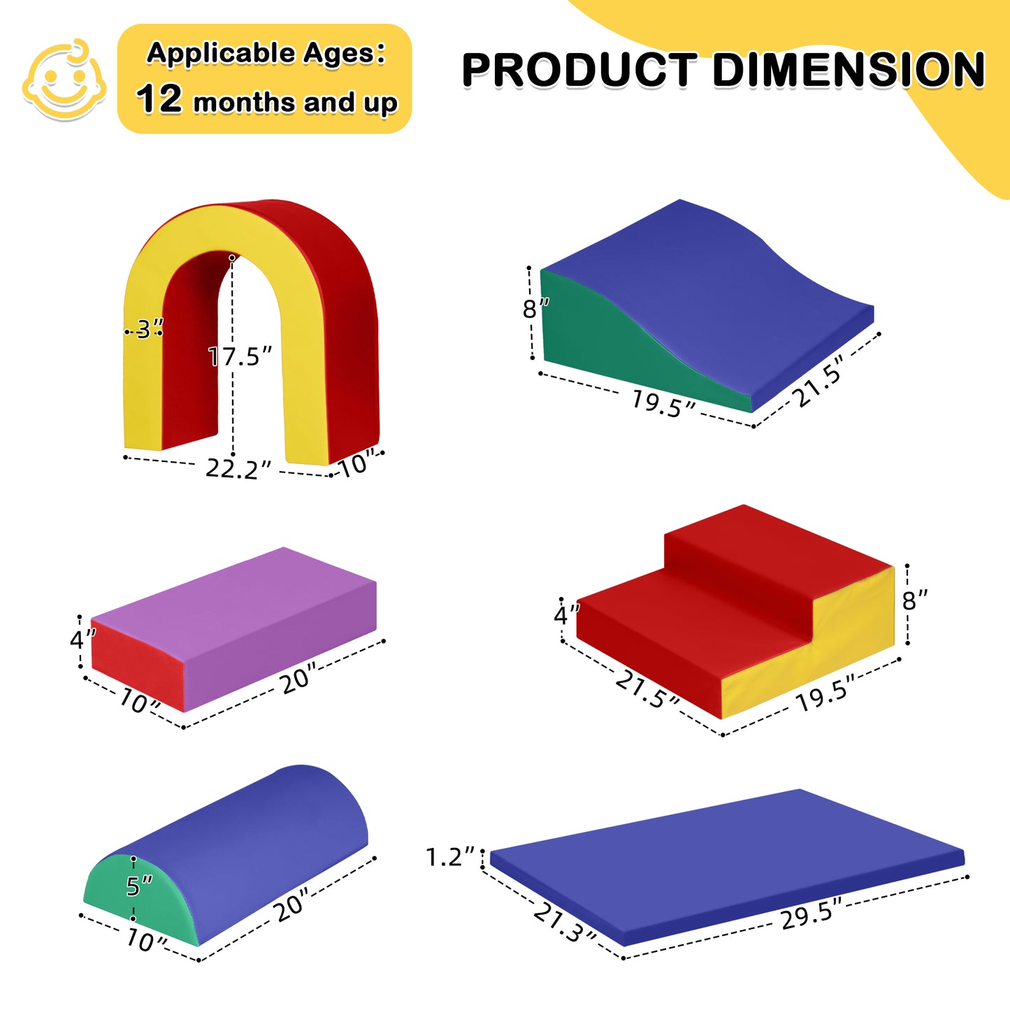 AILEEKISS Toddler Foam Climb Blocks, 10Pcs Indoor Baby Playground Climbers Toy for Children, Blue