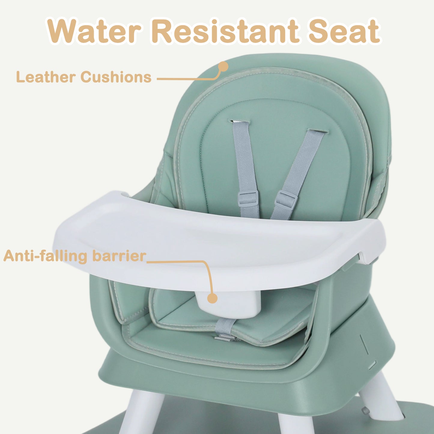 AILEEKISS 8 in 1 Baby High Chair, Toddler Dining Booster Seat for Eating, Green