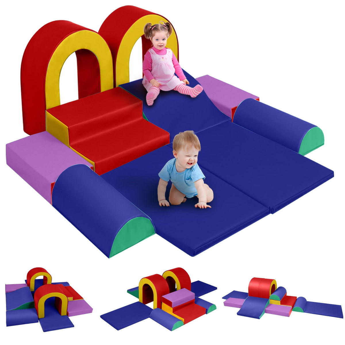 LINLUX 10PCS Toddler Climbing Foam Block, Soft Foam Building Blocks for Kids, Baby Climbing Toys