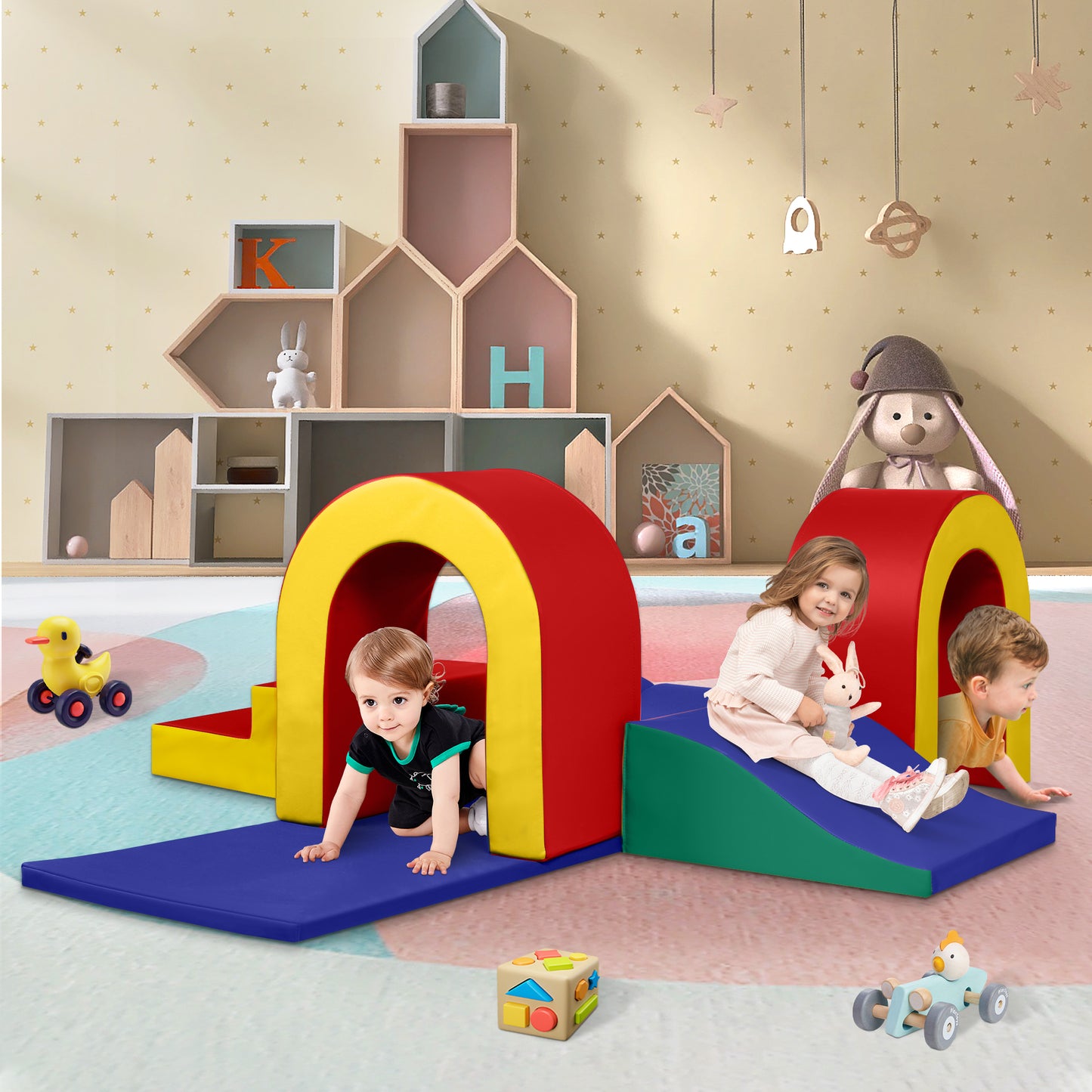 AILEEKISS Toddler Foam Climb Blocks, 10Pcs Indoor Baby Playground Climbers Toy for Children, Blue