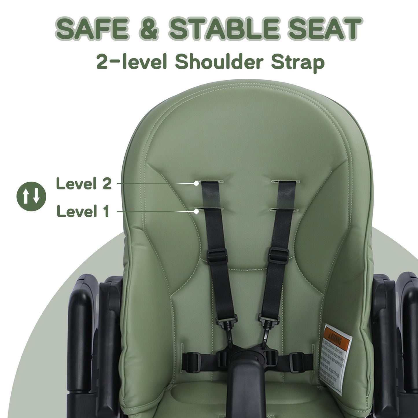 AILEEKISS Foldable High Chair for Baby, Toddler Eating Chair with Detachable Double Trays, Green