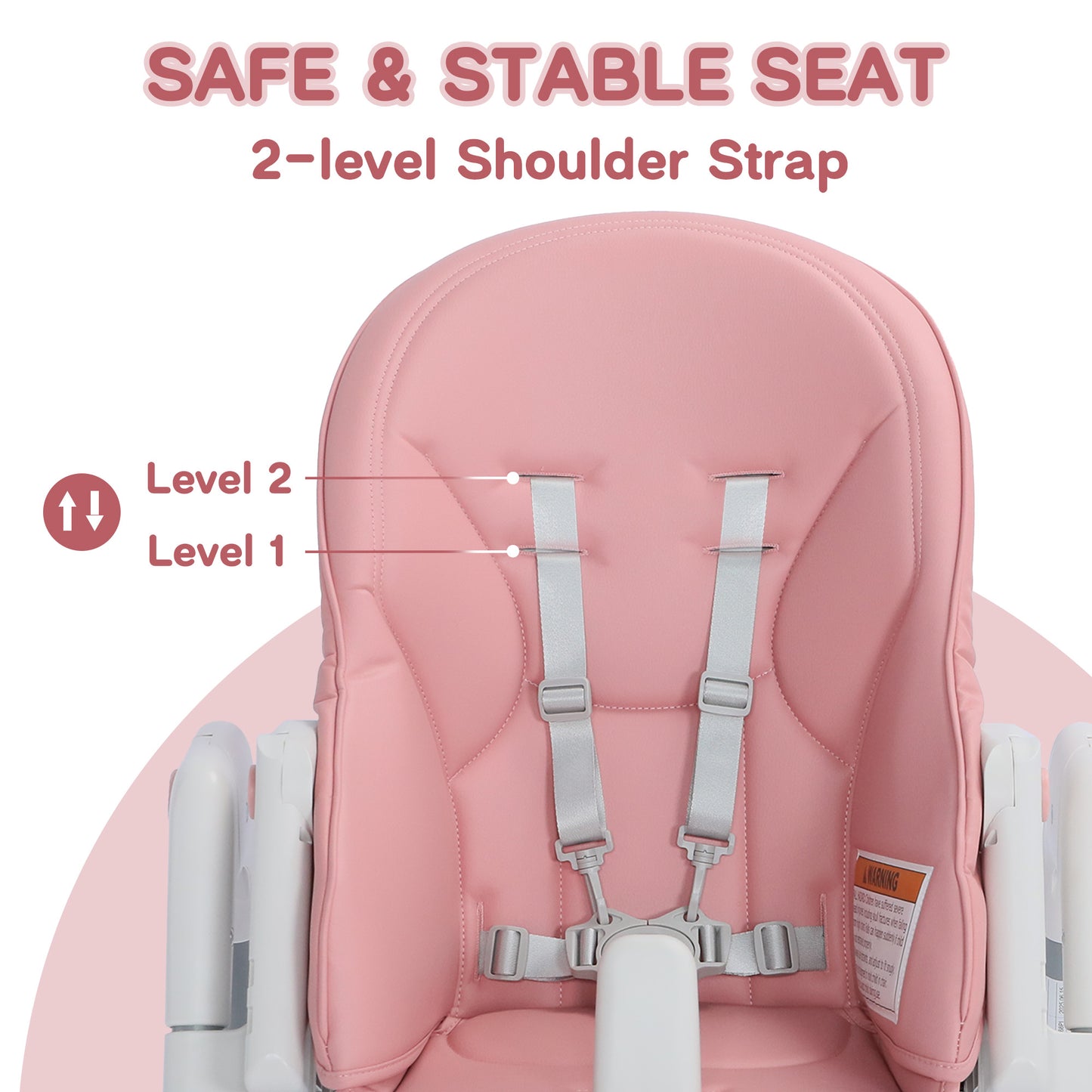 AILEEKISS Foldable High Chair for Baby, Toddler Eating Chair with Detachable Double Trays, Pink