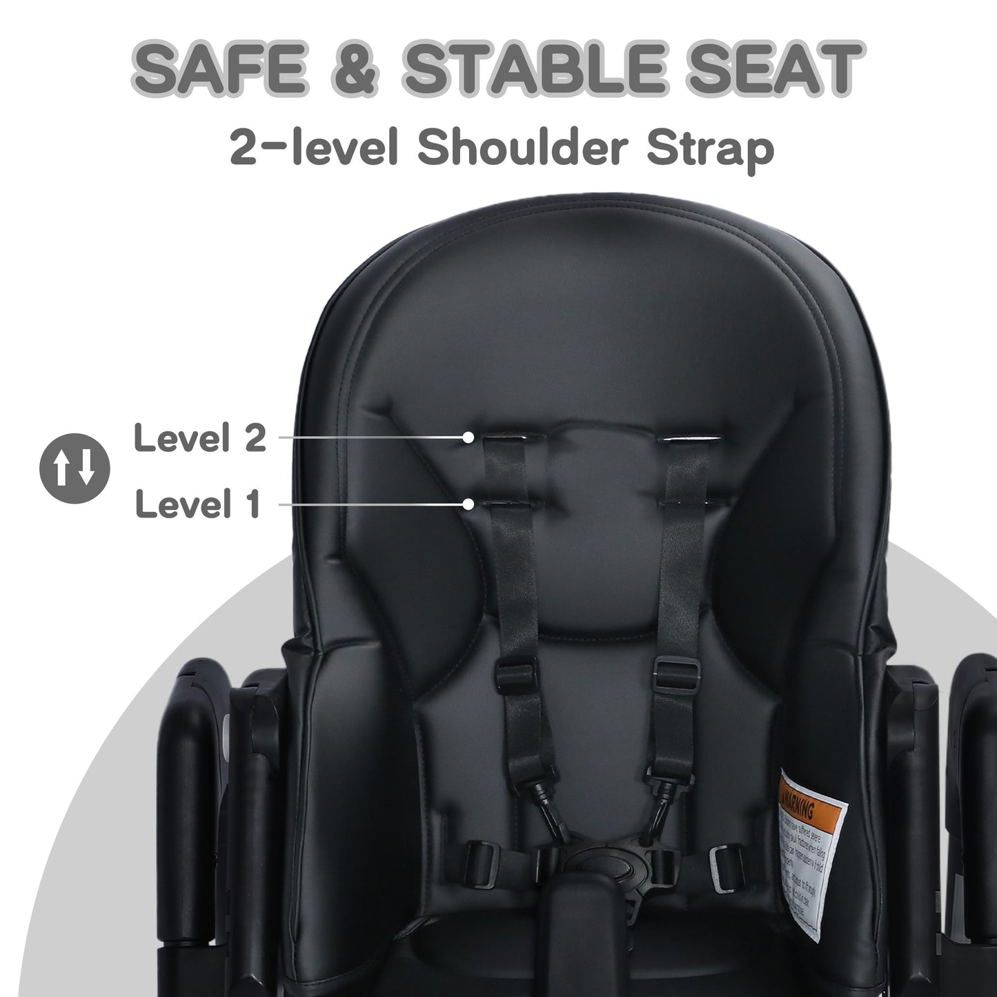 AILEEKISS Foldable High Chair for Baby, Toddler Eating Chair with Detachable Double Trays, Black