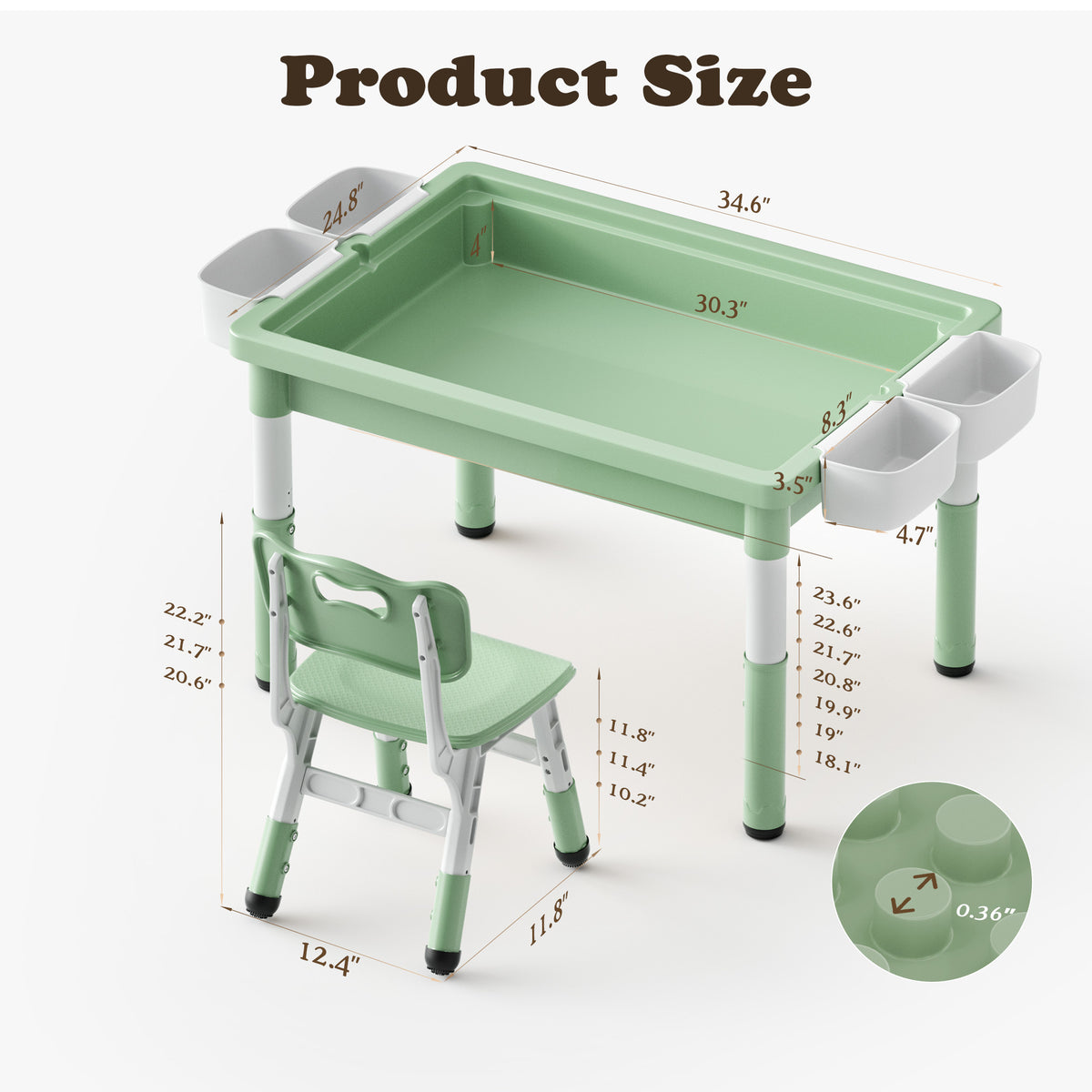 AILEEKISS Kids Table and Chair Set, Children Lego Table Play Activity Desk for Drawing, Green