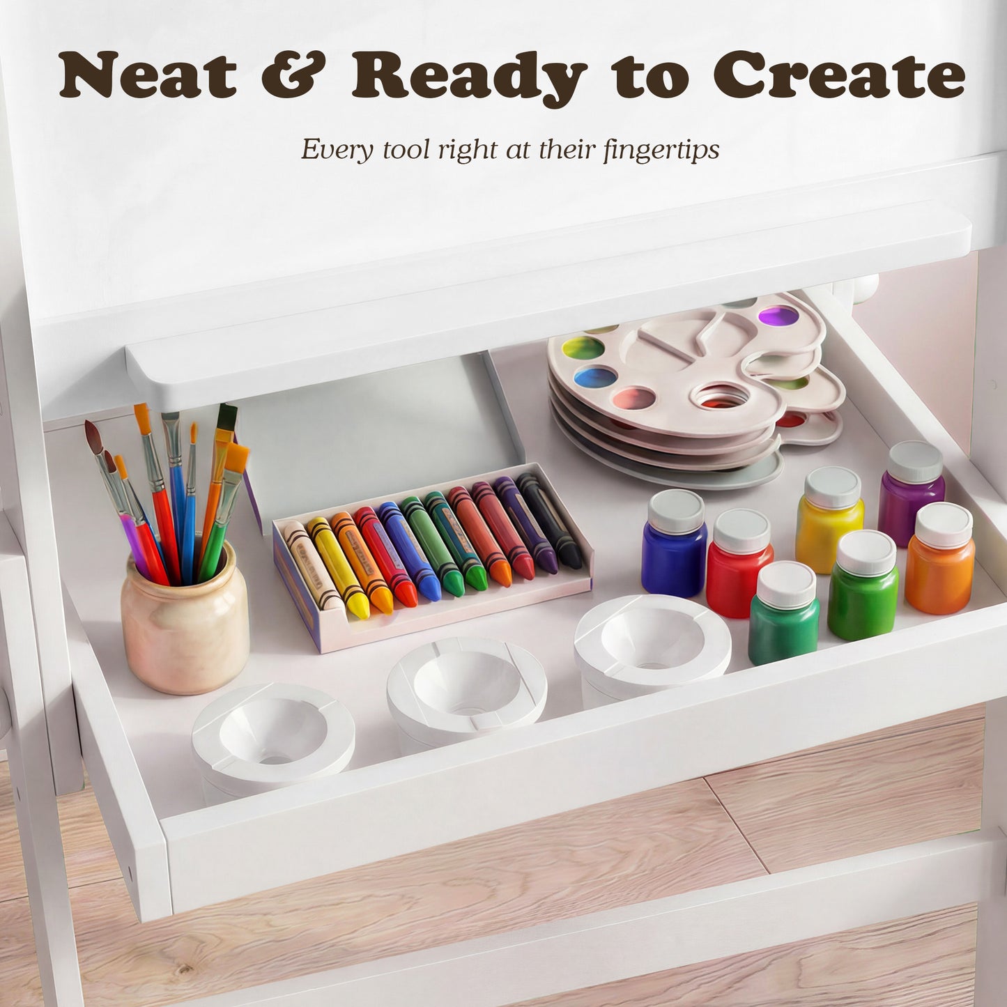 LINLUX 3 in 1 Kids Art Easel, Foldable Standing Easel with Double Sided Drawing Board and Height Adjustable, White
