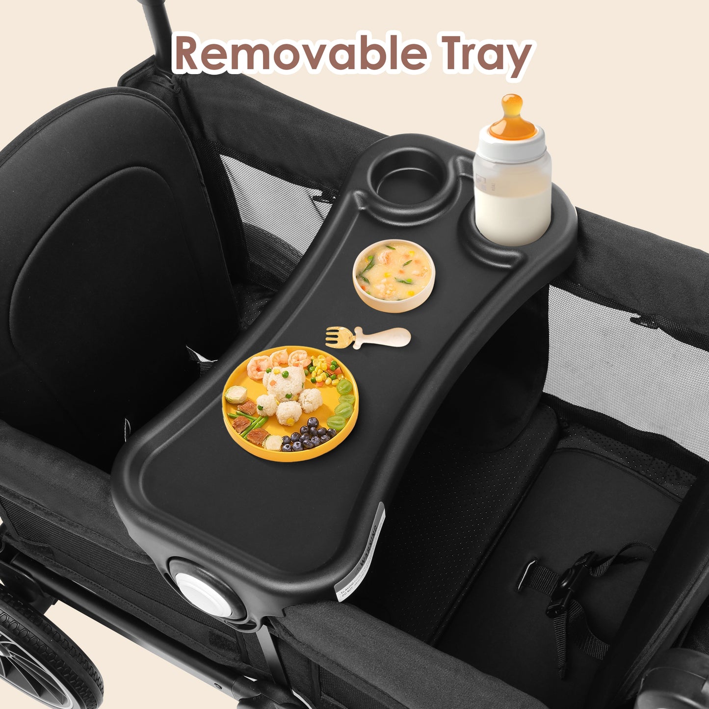 AILEEKISS Collapsible Wagon Stroller for 2 Toddlers with Adjustable Canopy, 44 Pounds, Black