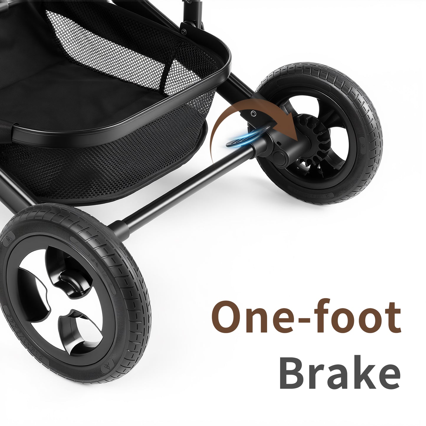 AILEEKISS 3 in 1 Convertible Baby Stroller, Unisex Folding Newborn Stroller with Big Seat, Black