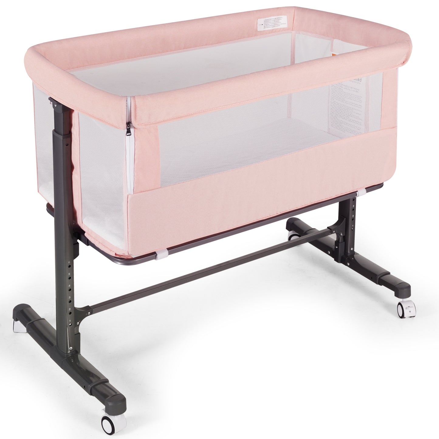 Baby Bassinet with Wheels Adjustable Bedside Sleeper Bassinet Newborn Baby Crib, Pink