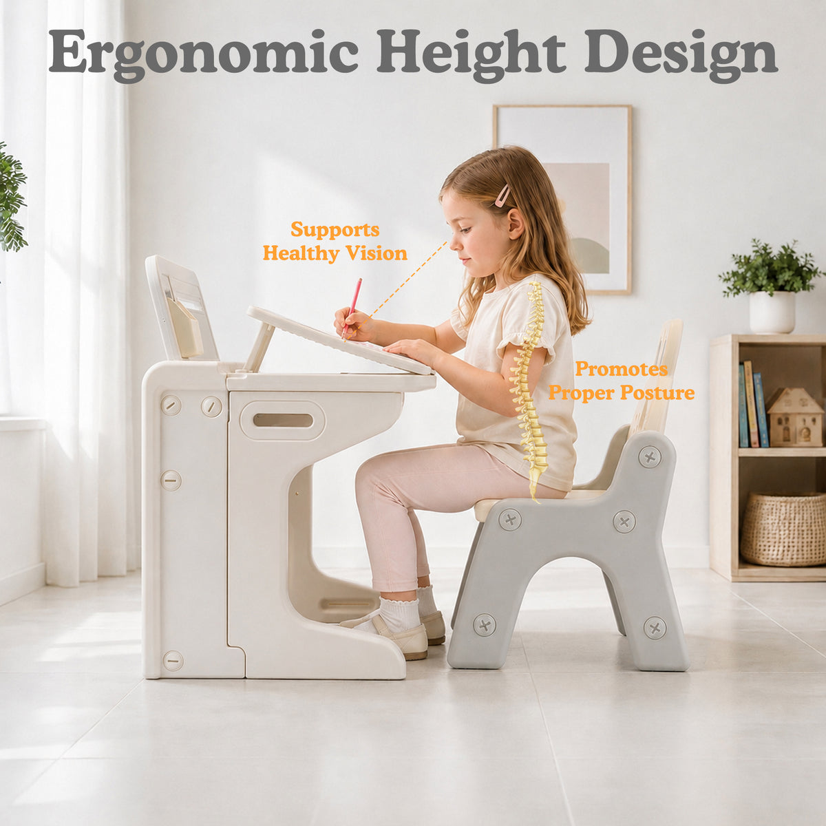 AILEEKISS Kids Activity Table with Storage, Foldable Multi-Purpose Play Desk with for Children
