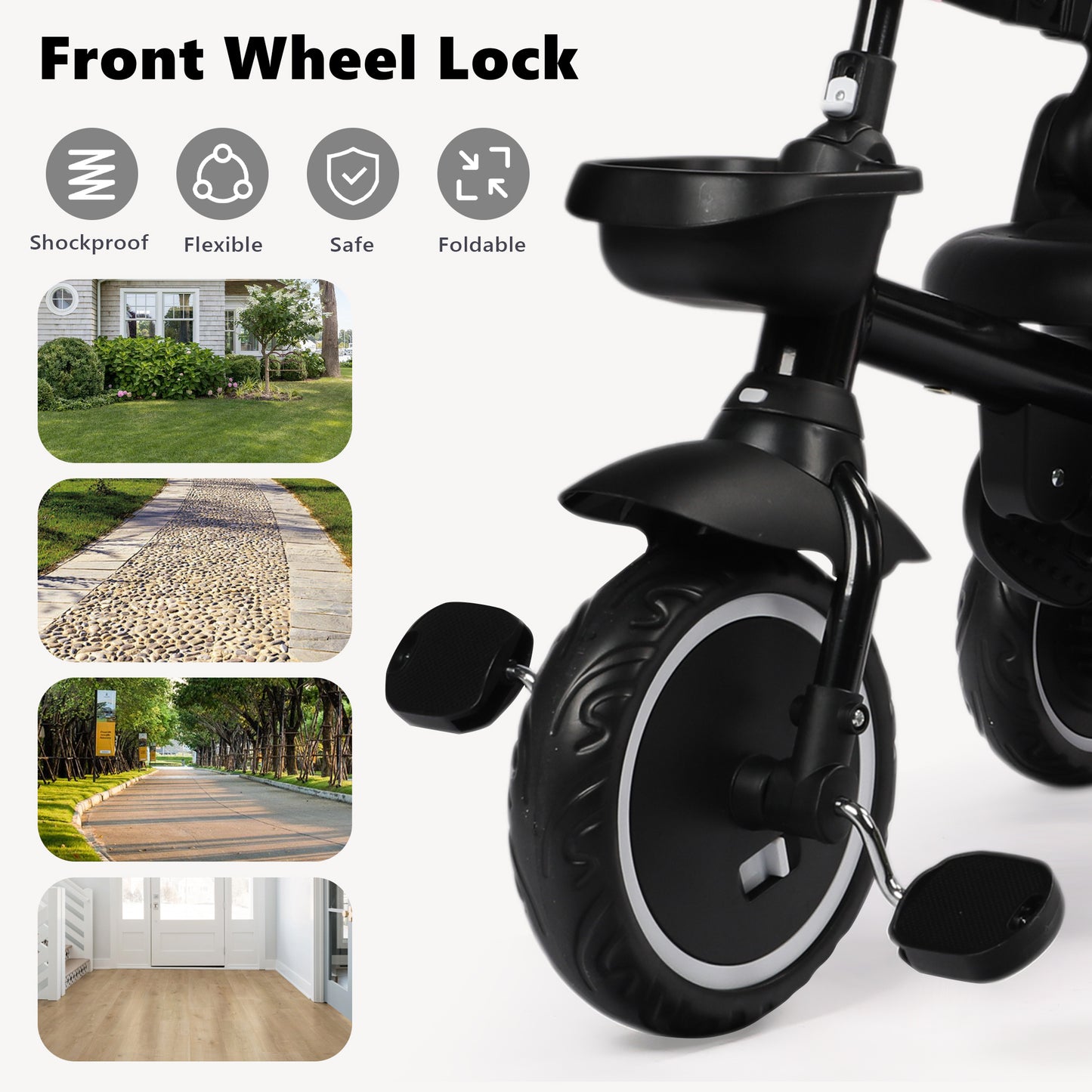 AILEEKISS 8-in-1 Kids' Tricycle Stroller, Folding Toddler Bicycle Unisex Ride Trike 1-6 Years, Blue