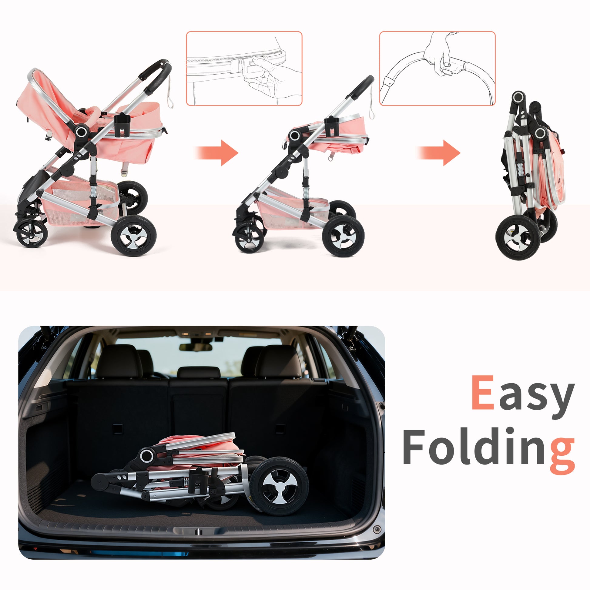 AILEEKISS 3 in 1 Convertible Baby Stroller, Unisex Folding Newborn Str – Todefull Kids