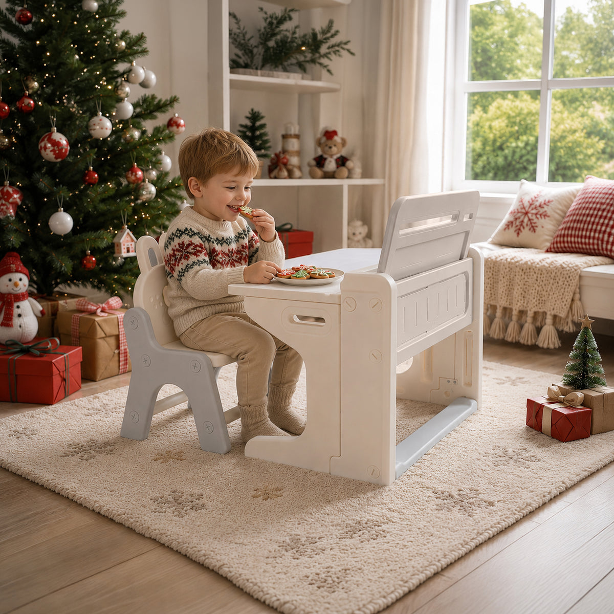 AILEEKISS Kids Activity Table with Storage, Foldable Multi-Purpose Play Desk with for Children