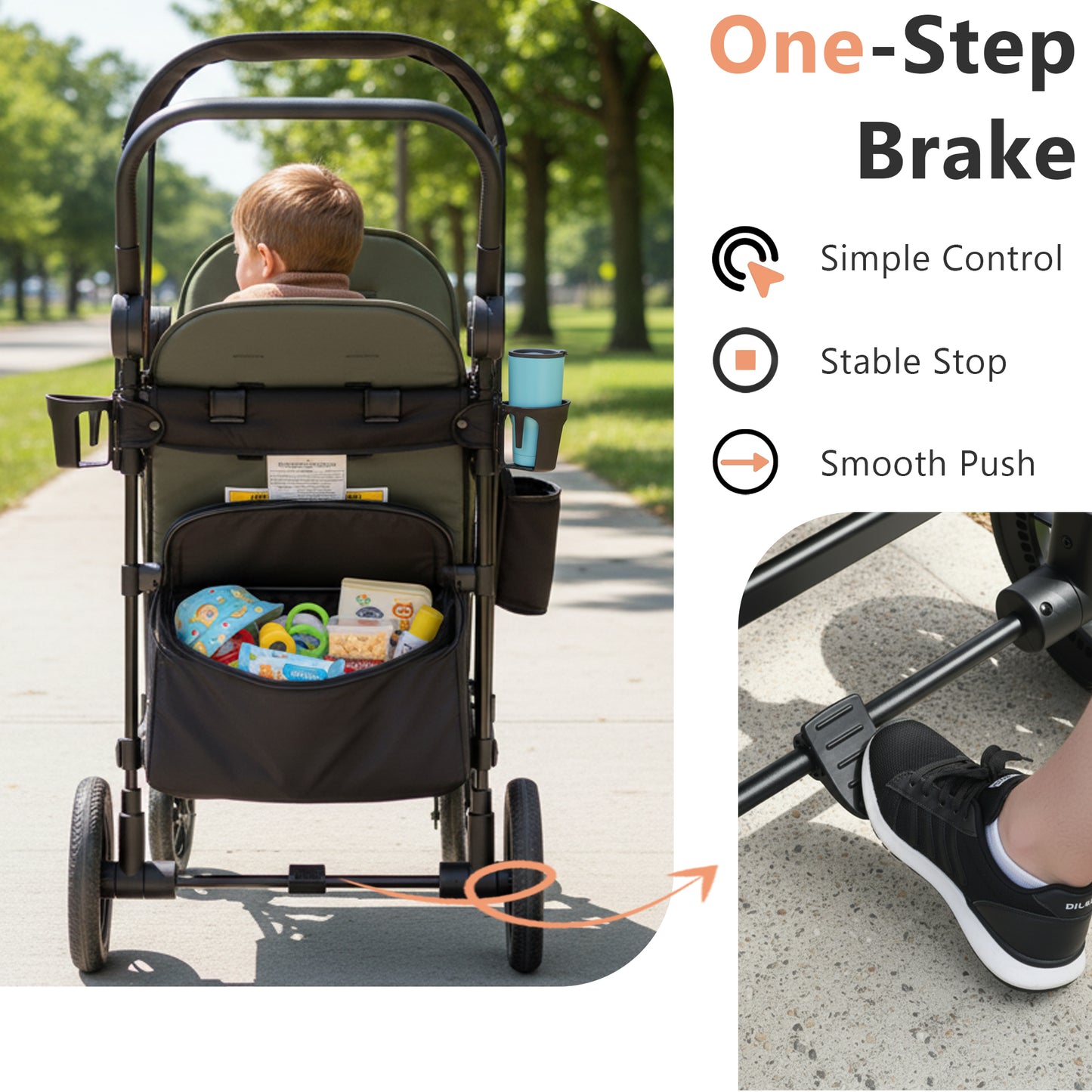 AILEEKISS Stroller Wagon for 2 Toddlers with Canopy, All-Terrain Baby Wagon Stroller,55 Pounds, Green