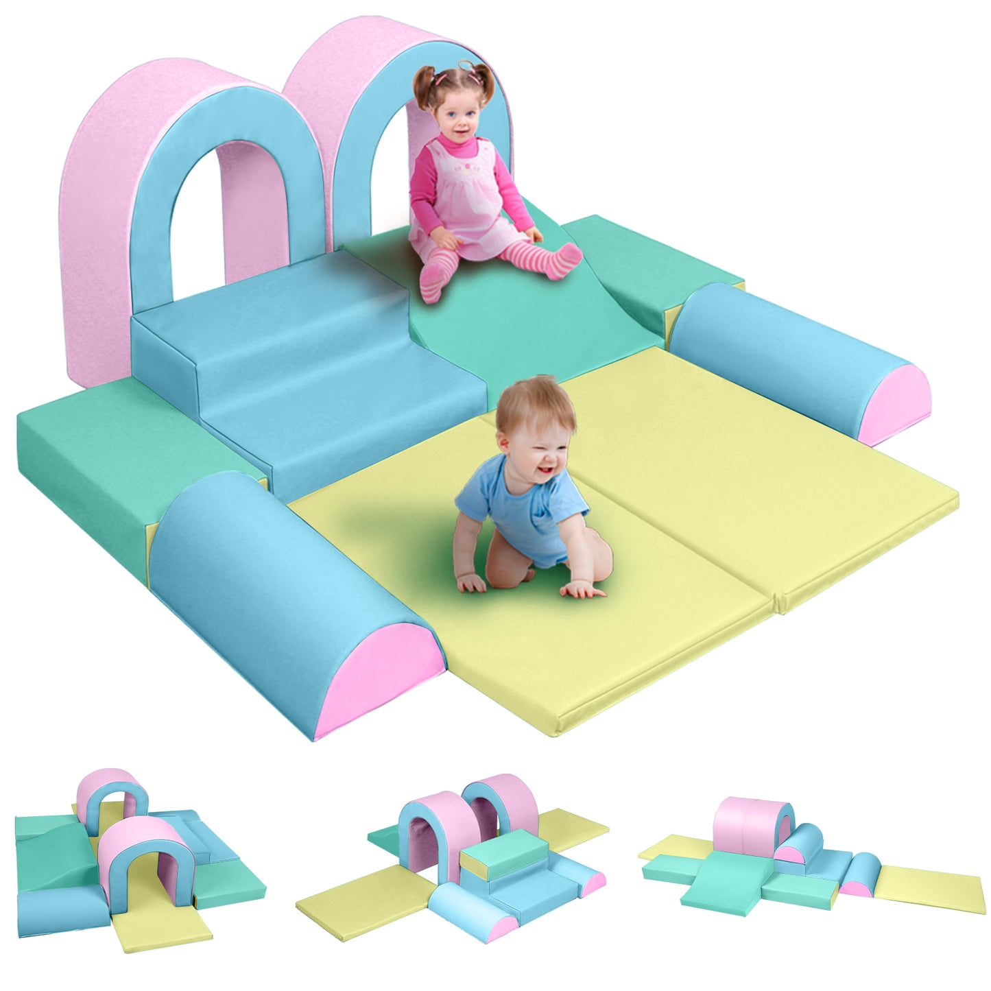 LINLUX 9-Piece Toddler Climbing Foam Block, Soft Foam Building Blocks for Kids, Baby Climbing Toys