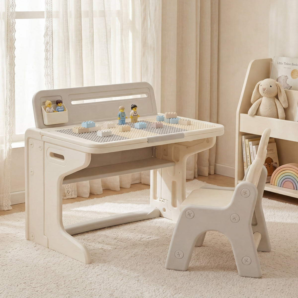 AILEEKISS Kids Activity Table with Storage, Foldable Multi-Purpose Play Desk with for Children