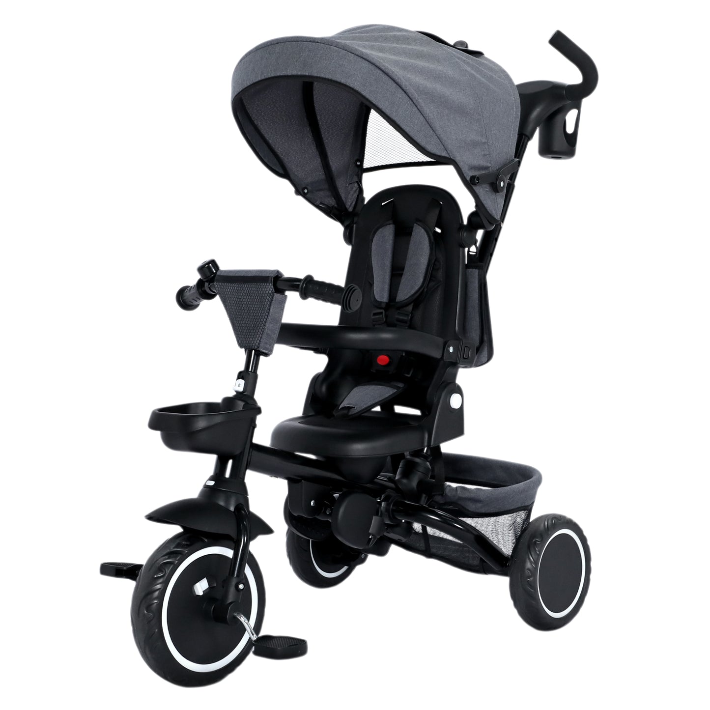 AILEEKISS 8-in-1 Kids' Tricycle Stroller, Toddler Bicycle Unisex Ride Trike 1-6 Years, Grey