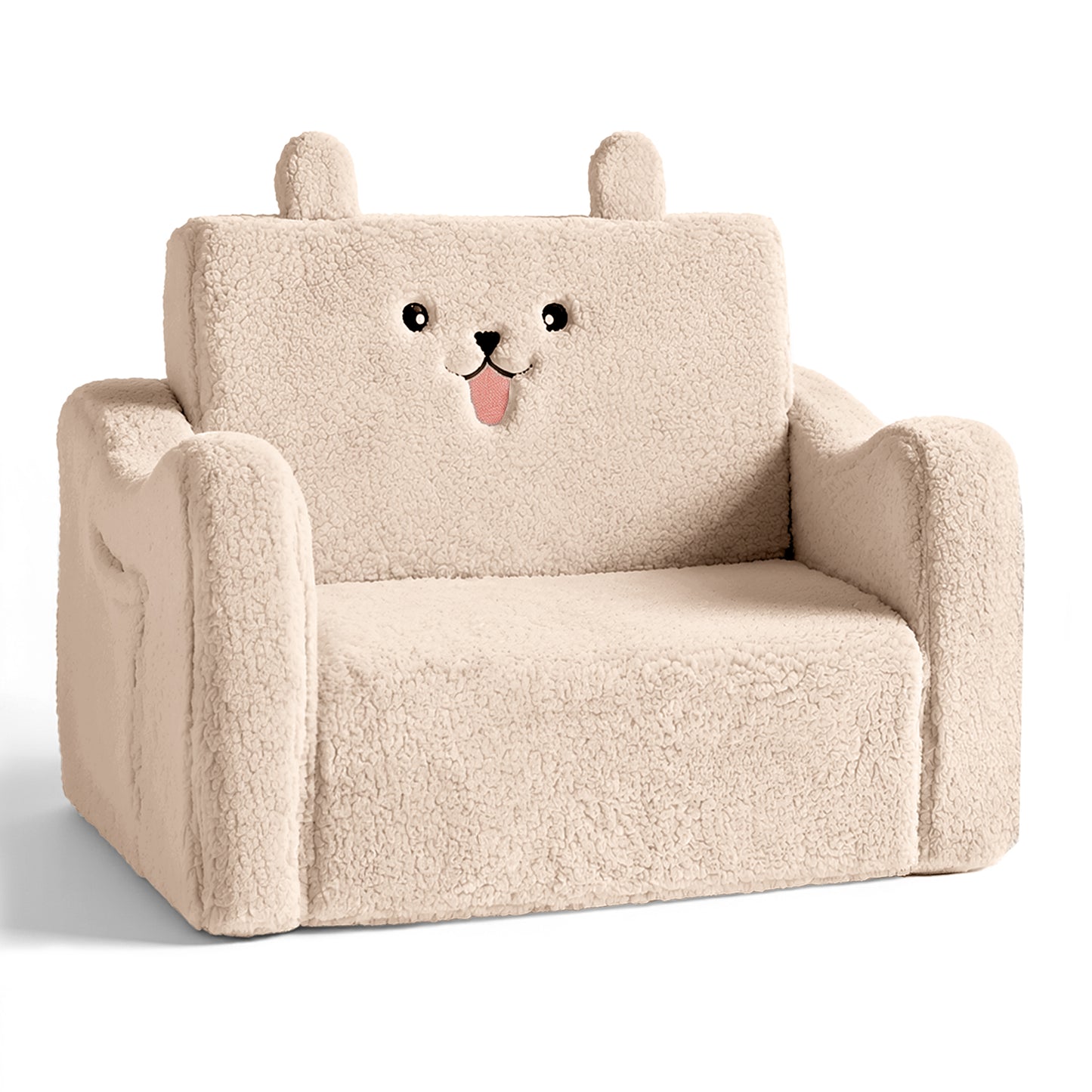 AILEEKISS Toddler Sofa, Foldable Kids Sofa Couch, Convertible Baby Lounger Chair for Playroom, Beige
