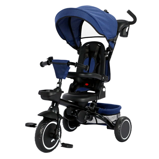 AILEEKISS 8-in-1 Kids' Tricycle Stroller, Folding Toddler Bicycle Unisex Ride Trike 1-6 Years, Blue