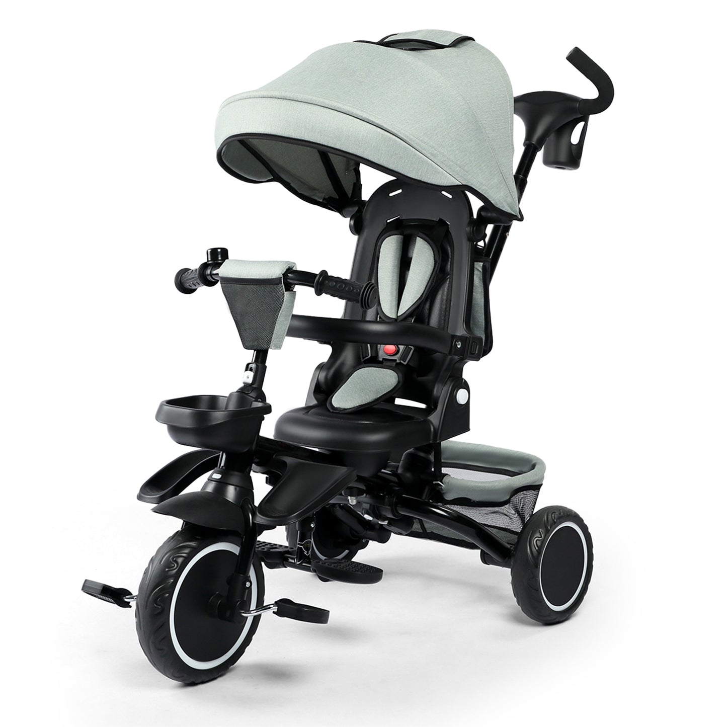 AILEEKISS 8-in-1 Kids' Tricycle Stroller, Folding Toddler Bicycle Unisex Ride Trike 1-6 Years, Mint Green