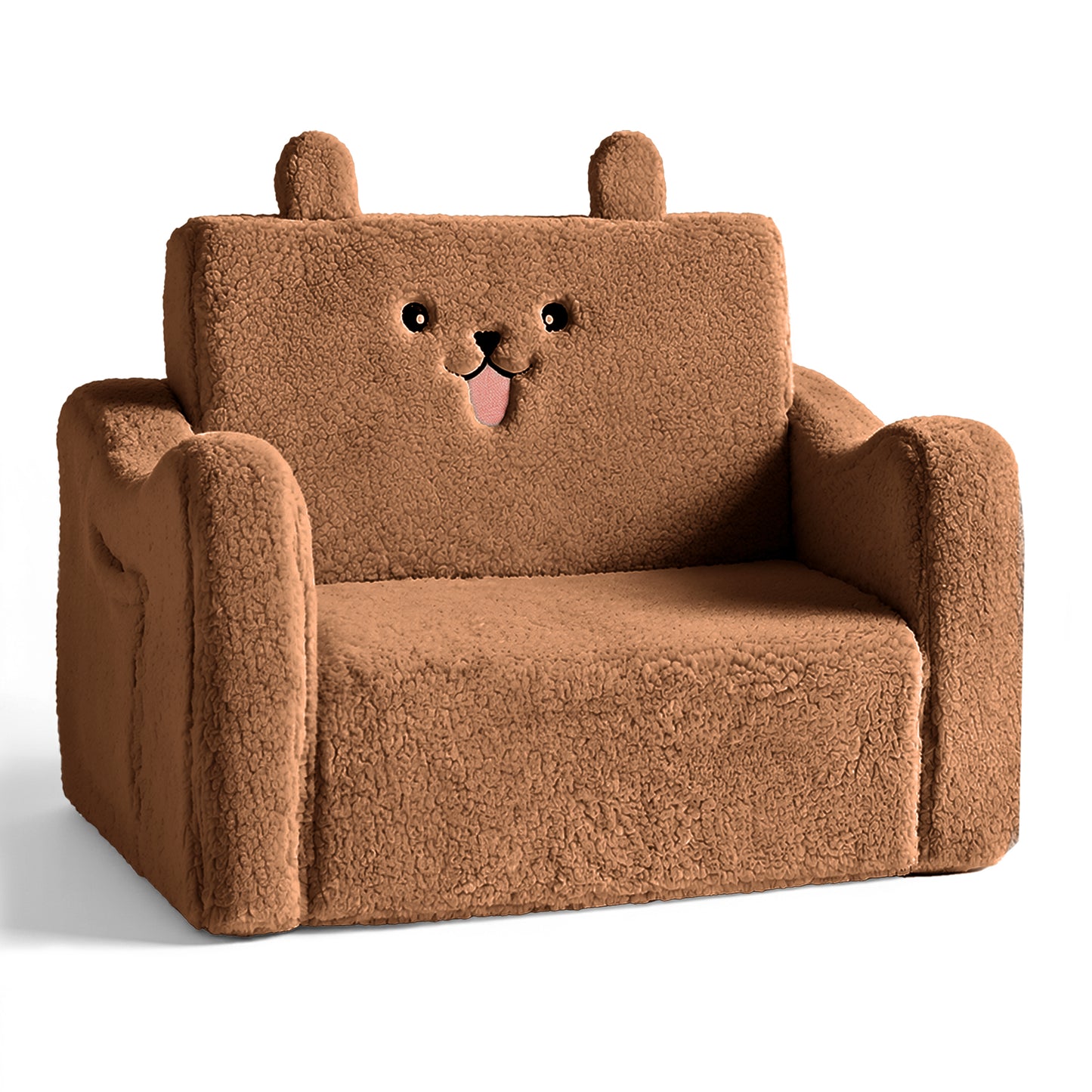 AILEEKISS Toddler Sofa, Foldable Kids Sofa Couch, Convertible Baby Lounger Chair for Playroom, Brown