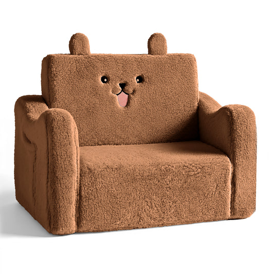 AILEEKISS Toddler Sofa, Foldable Kids Sofa Couch, Convertible Baby Lounger Chair for Playroom, Brown