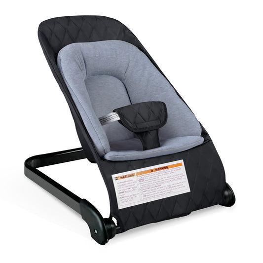 Baby Bouncer for Infants 3 in 1 Folding Baby Rocker Seat Unisex Lounge Chair, Black