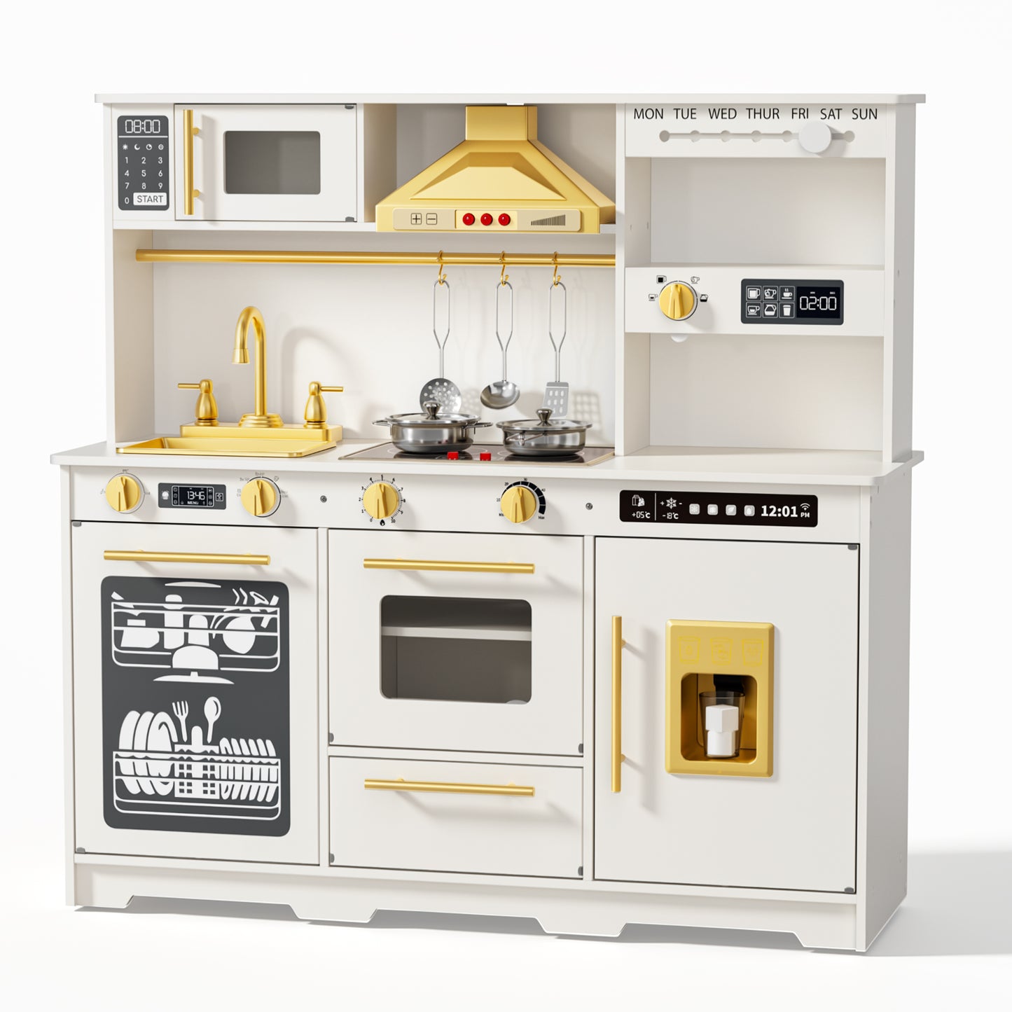 AILEEKISS Kids Toy Kitchen for Children, Pretend Kids Play Kitchen Set with Cooking Accessories, White