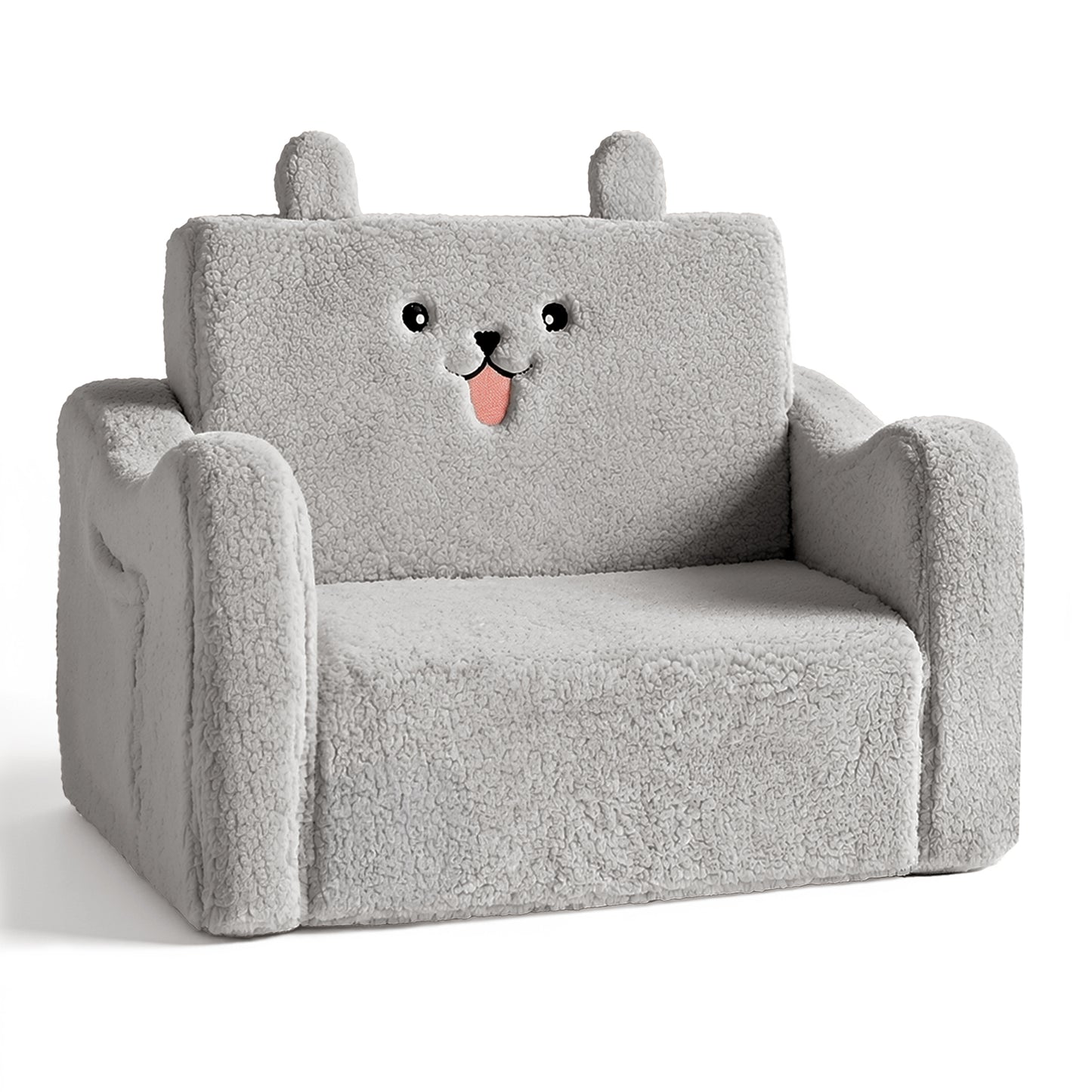 AILEEKISS Toddler Sofa, Foldable Kids Sofa Couch, Convertible Baby Lounger Chair for Playroom, Grey