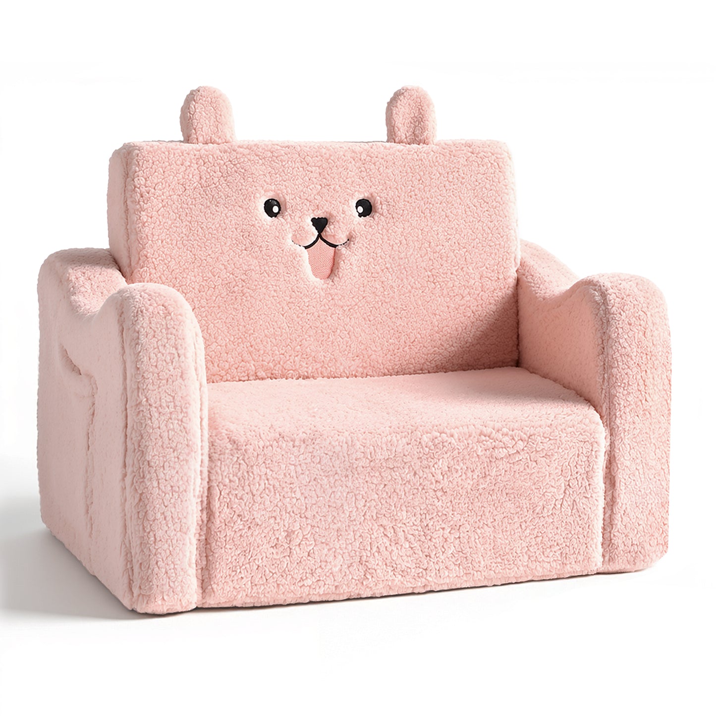 AILEEKISS Toddler Sofa, Foldable Kids Sofa Couch, Convertible Baby Lounger Chair for Playroom, Pink