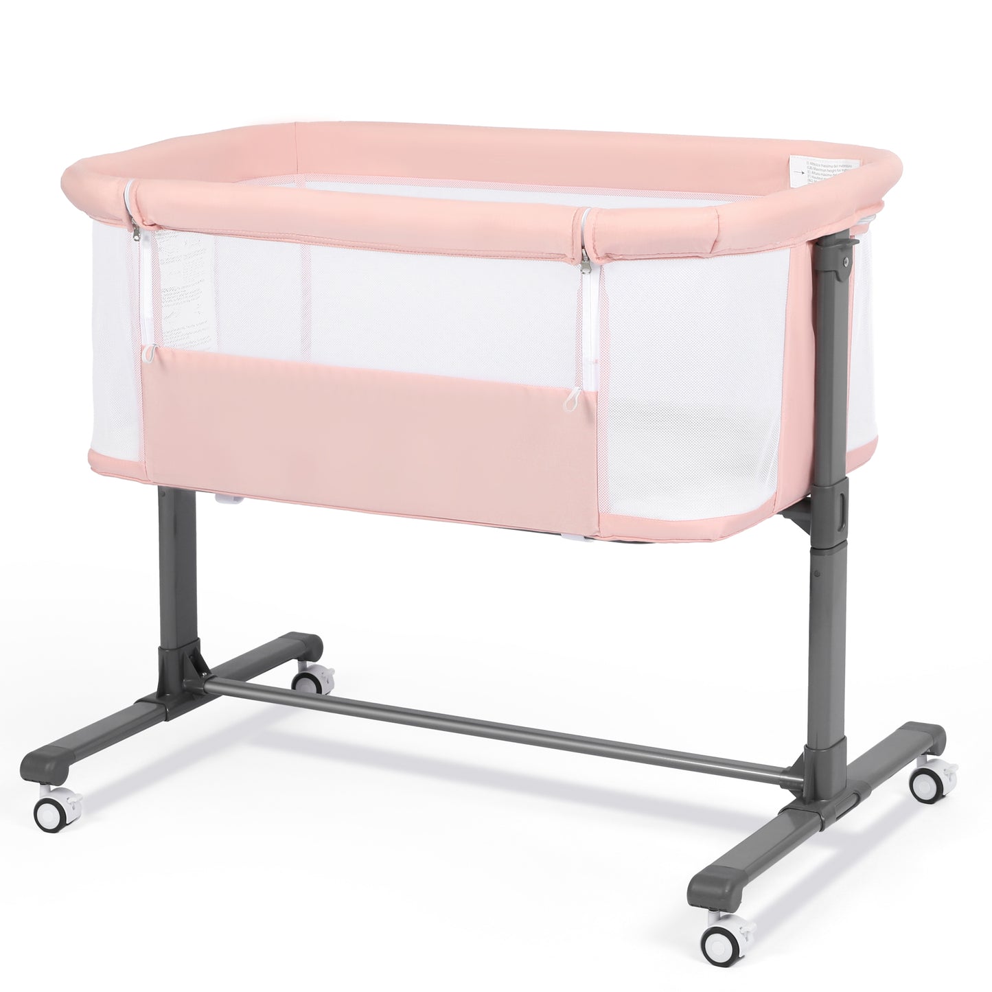AILEEKISS Baby Bassinet Bedside Sleeper, Height Adjustable Newborn Baby Bassinet with Wheels, Pink