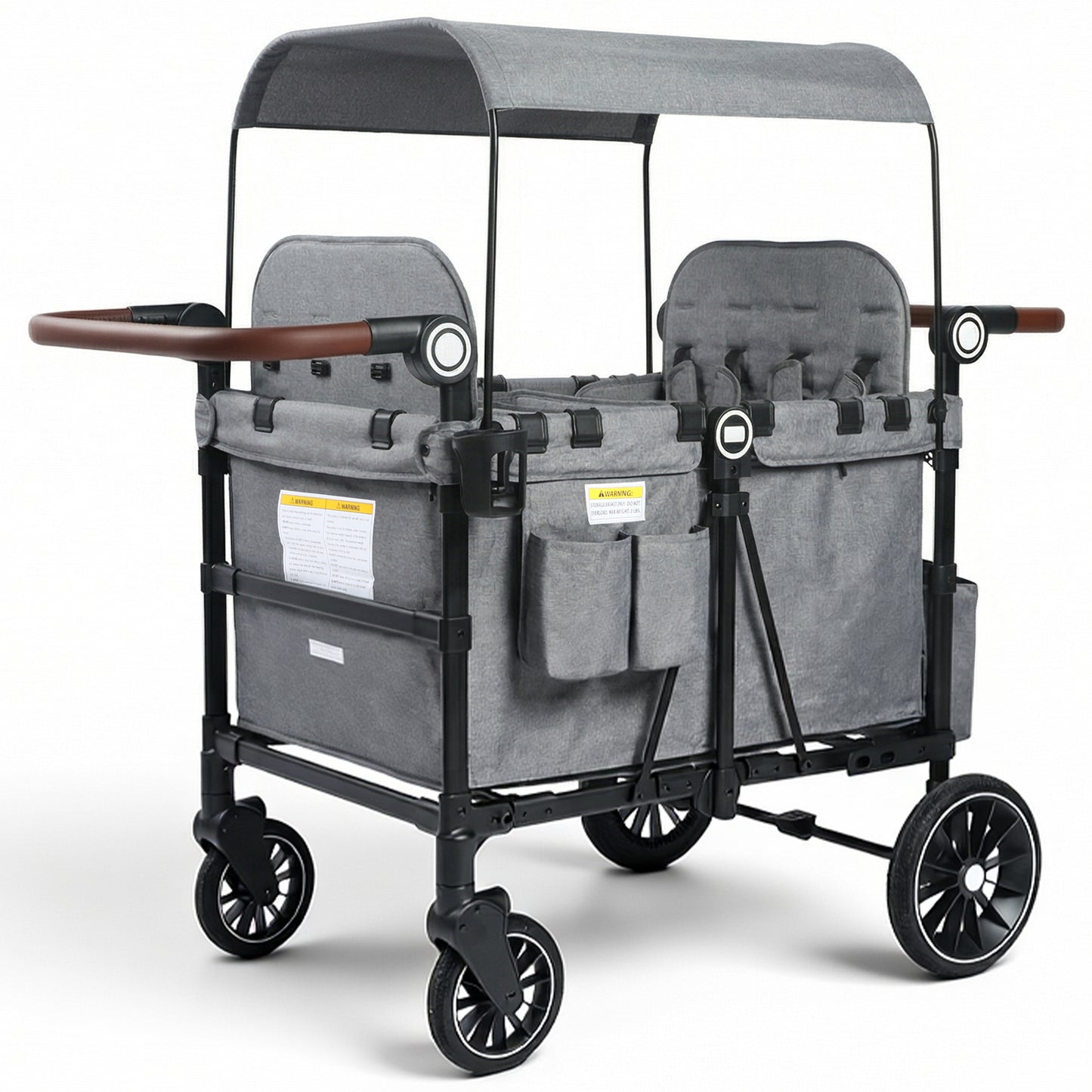 AILEEKISS Wagon Stroller for 4 Toddlers, 4-in-1 Baby Wagon with Canopy, 59 Pounds, Grey