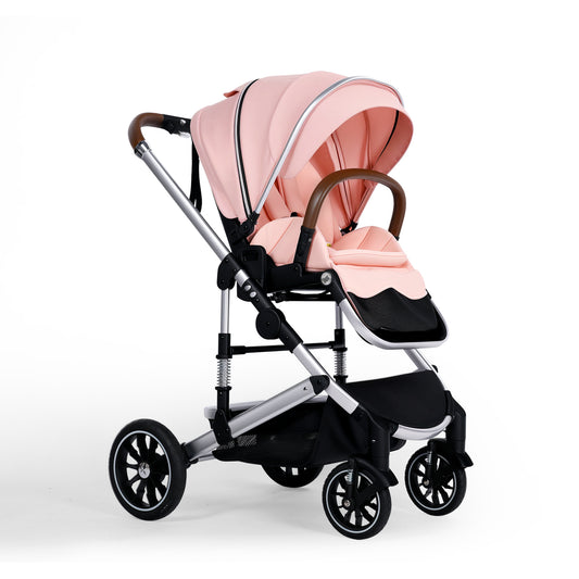 Convertible Baby Stroller Folding Stroller for Toddler & Unisex Infant Carriage, Pink