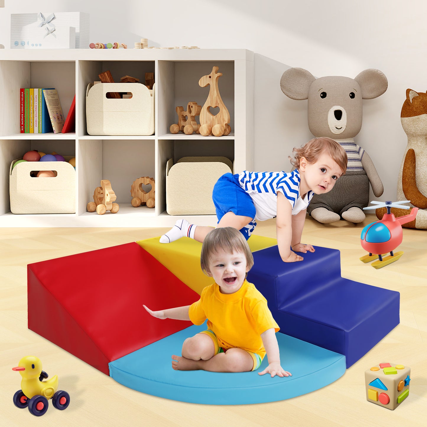 Climb Foam Blocks for Toddler, 4Pcs Soft Baby Climb and Crawl Toy Set Indoor Foam Playset
