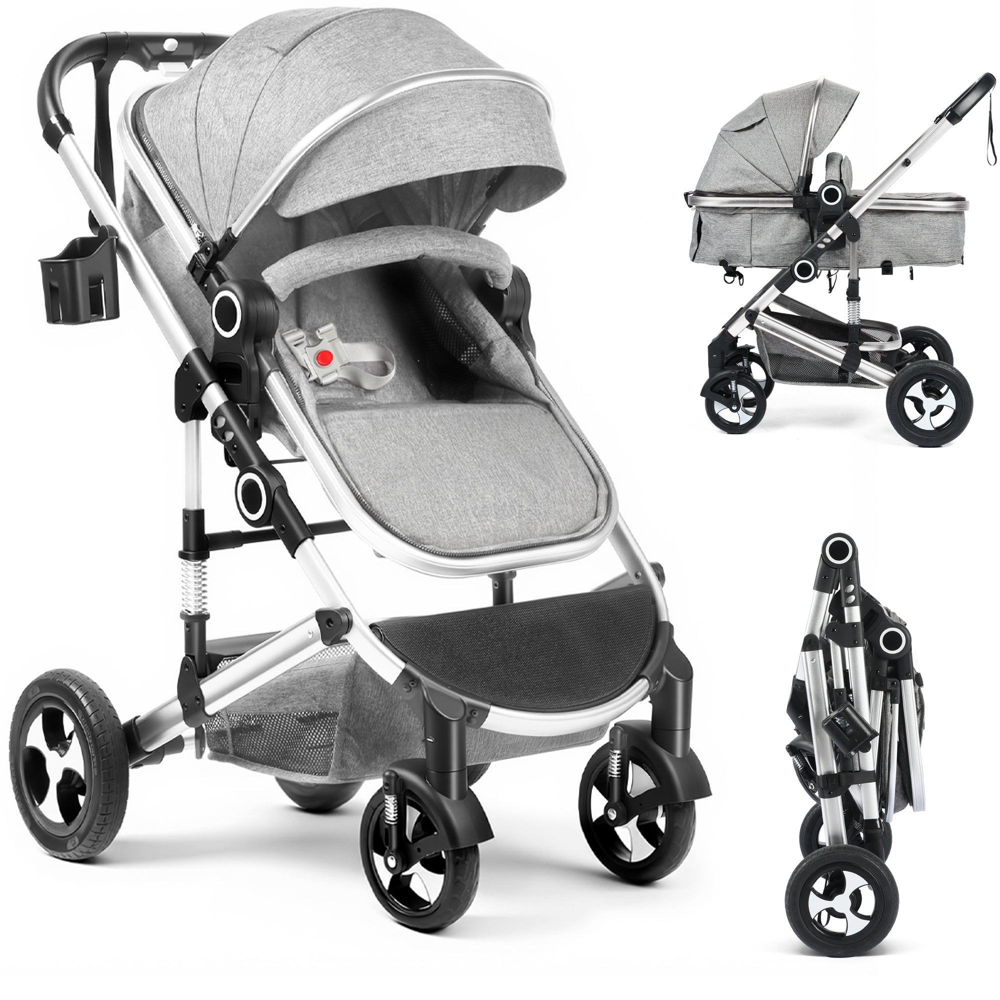 AILEEKISS 3 in 1 Convertible Baby Stroller, Unisex Folding Newborn