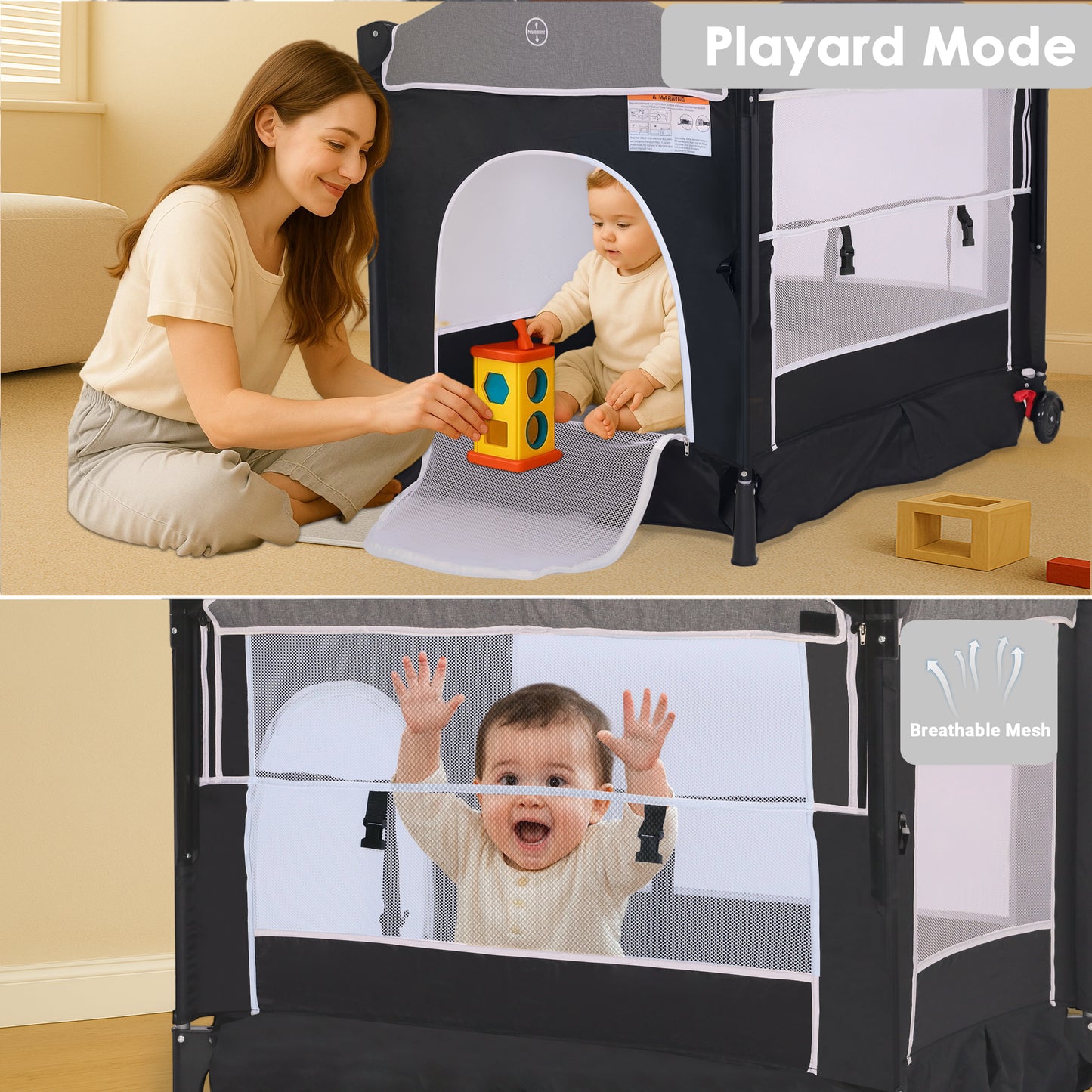 AILEEKISS Baby Nursery Center, 4 in 1 Foldable Unisex Playard with Changing Table for Newborn