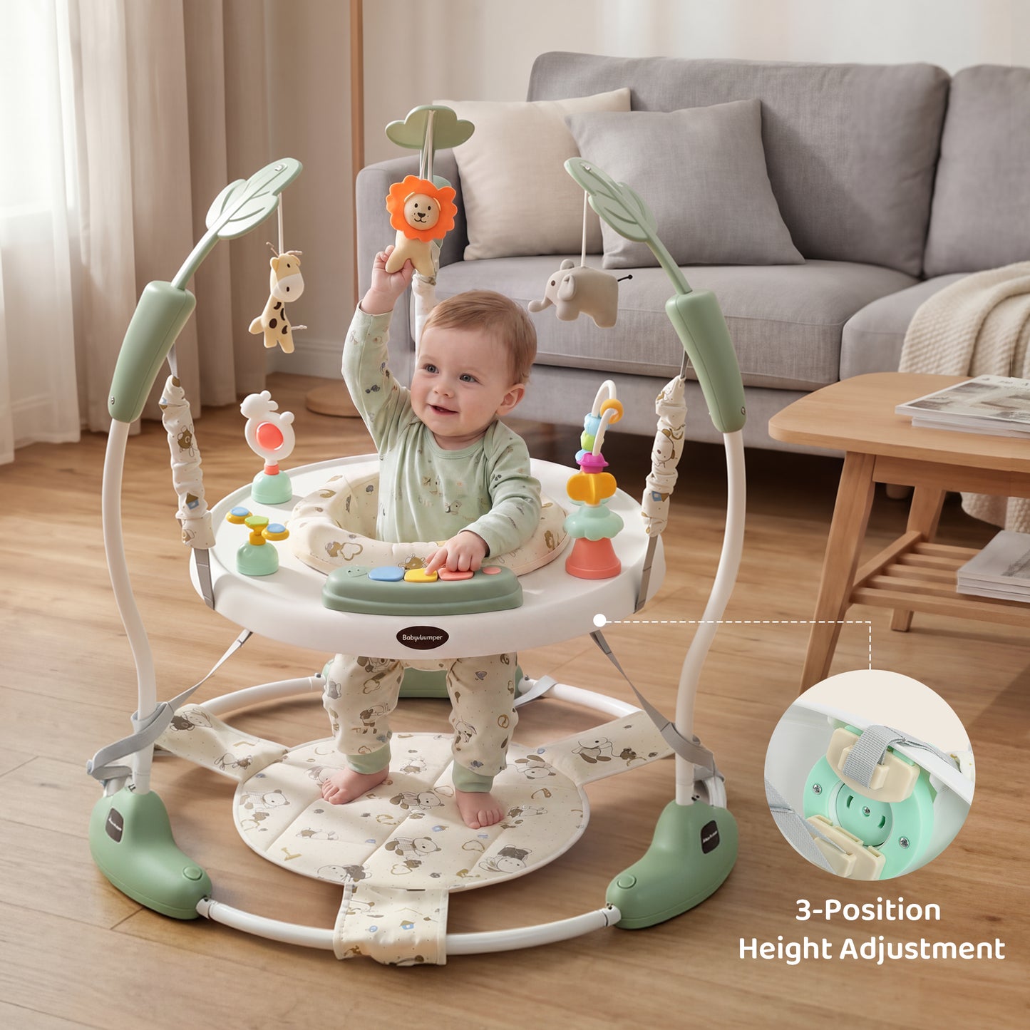 AILEEKISS Baby Jumper Activity Center with 360° Rotating Seat, Toddler Bouncer for 6 Months+, Green