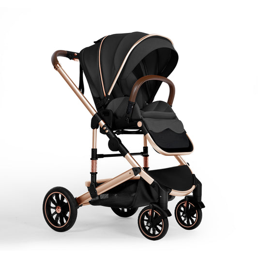 Convertible Baby Stroller Folding Stroller for Toddler & Unisex Infant Carriage, Black