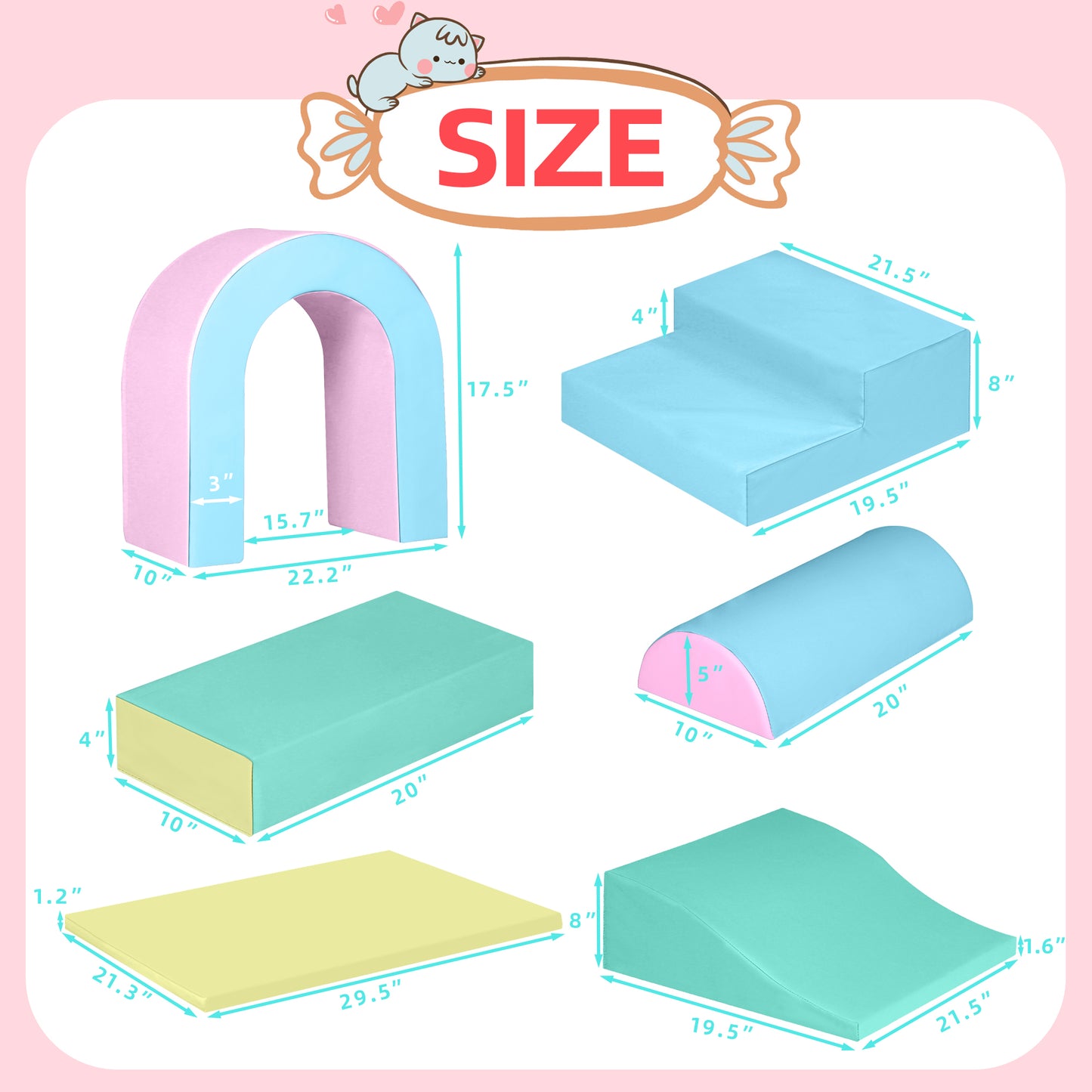 LINLUX 9-Piece Toddler Climbing Foam Block, Soft Foam Building Blocks for Kids, Baby Climbing Toys