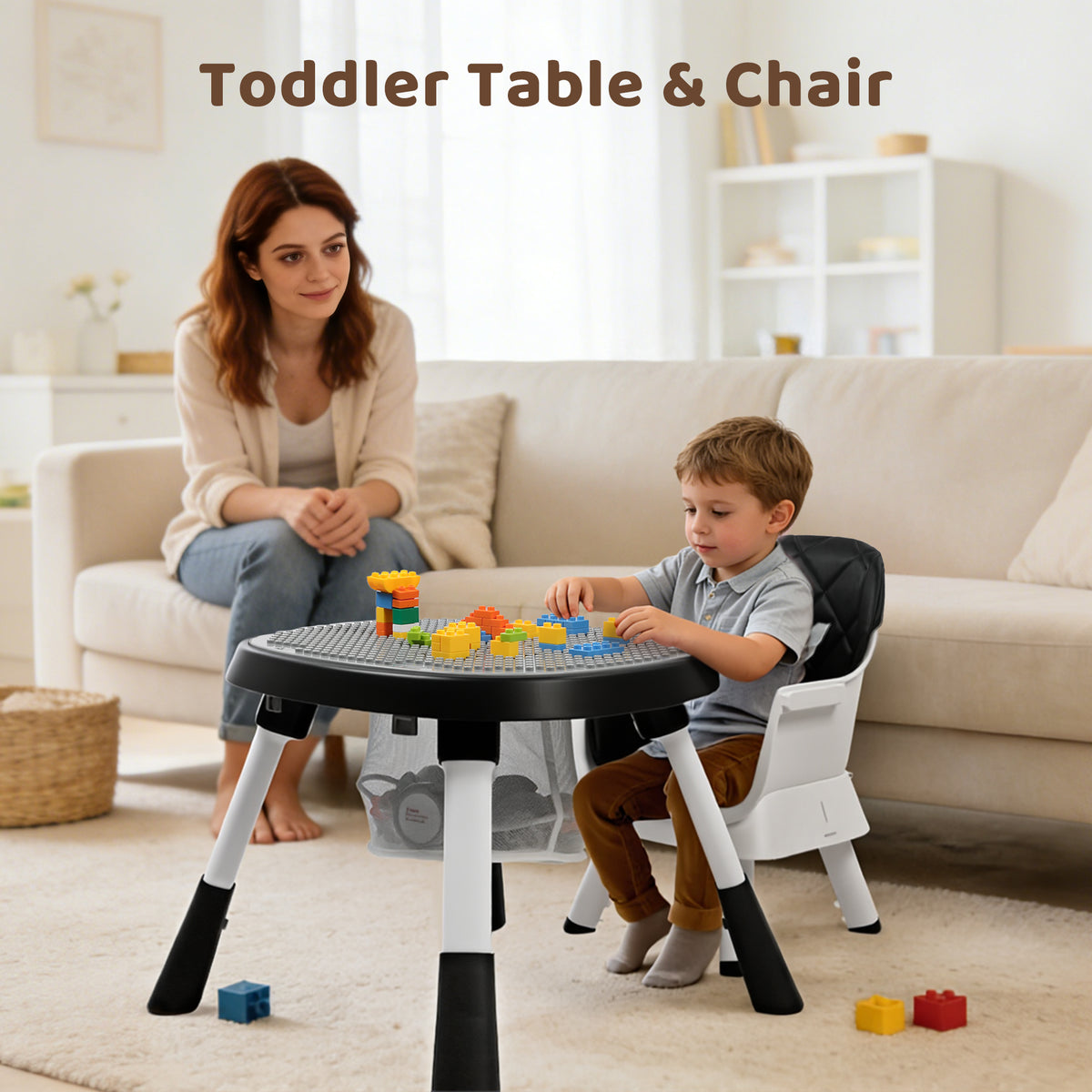 AILEEKISS 15 in 1 Baby High Chair, Toddler Dining Booster Seat w/Activity Center, Black
