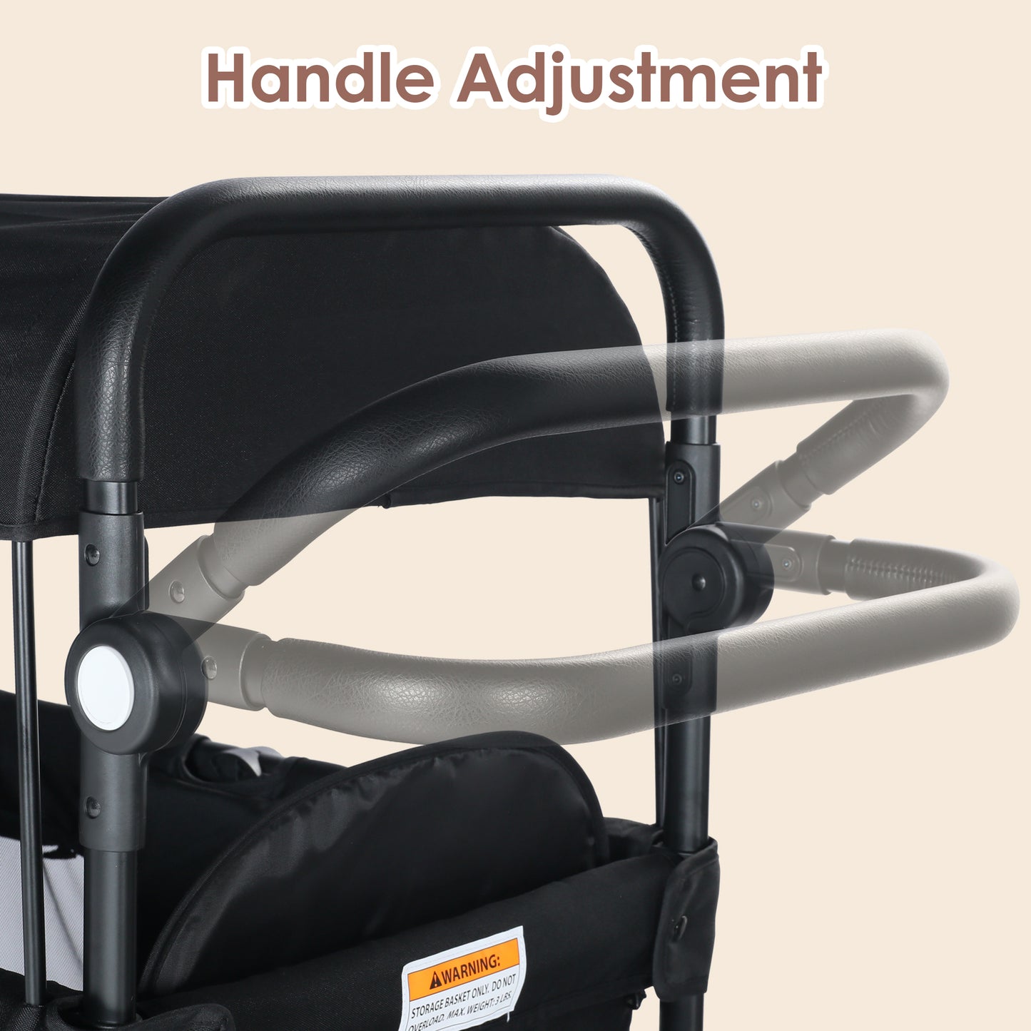 AILEEKISS Collapsible Wagon Stroller for 2 Toddlers with Adjustable Canopy, 44 Pounds, Black